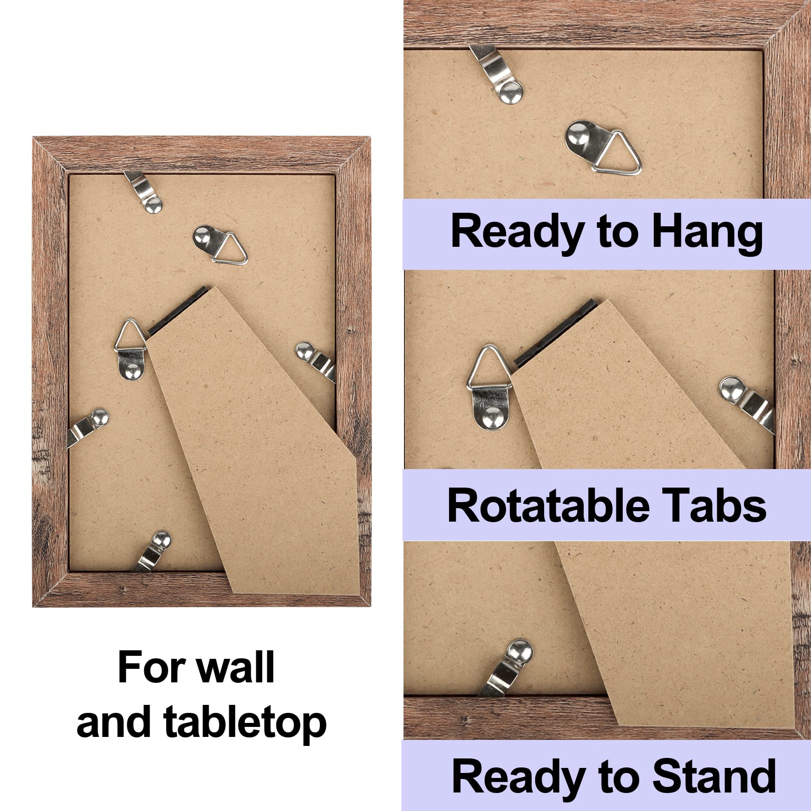 TOFOREVO 4x6 Picture Frames Set of 6 Rustic Wood Grain Photo Frame for Gallery Wall Mounting or Tabletop Display