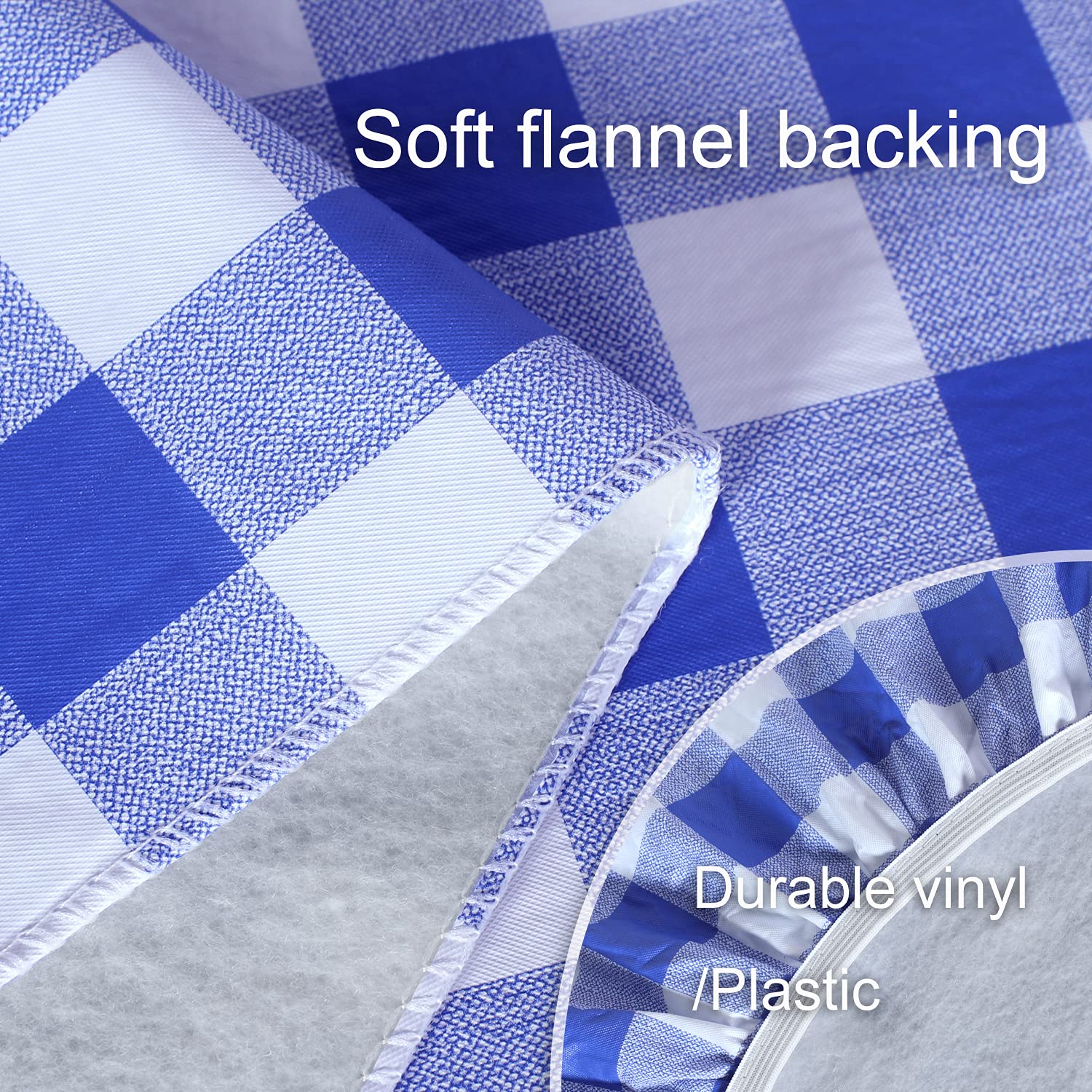 Fitable Blue Checkered Picnic Table Cover Waterproof Vinyl Fitted Table Cover Flannel Backing Outdoor Indoor Tablecloth 30 ''X96