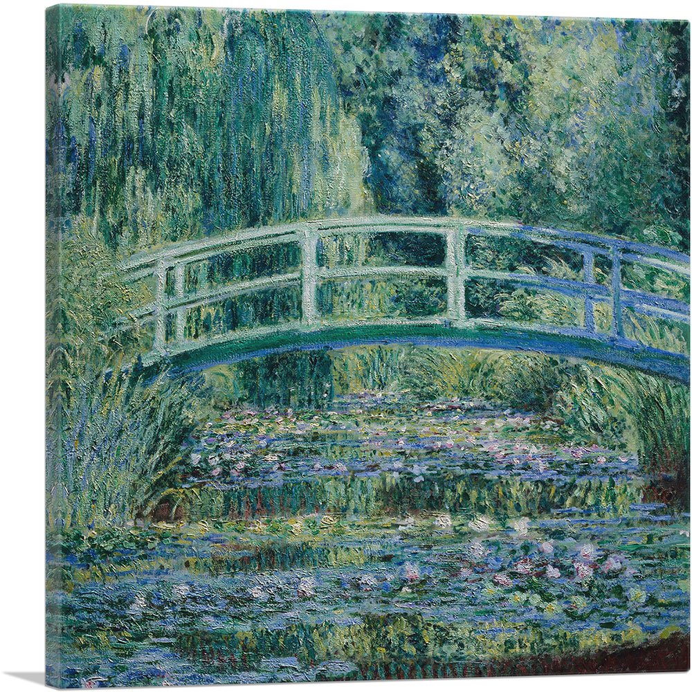 Artcanvas Water Lilies And Japanese Bridge Canvas Art Print Stretched Framed Painting Picture Poster Giclee Wall Decor By Claude