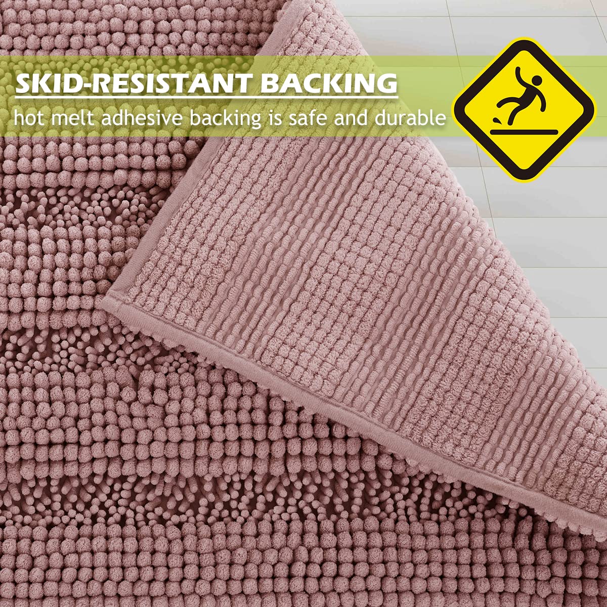 Bathroom Rugs - Luxury Chenille Dry Fast Plush Super Soft Non Skid Bathroom Kitchen Rugs Bedroom Floor Area Carpets Mats, Light