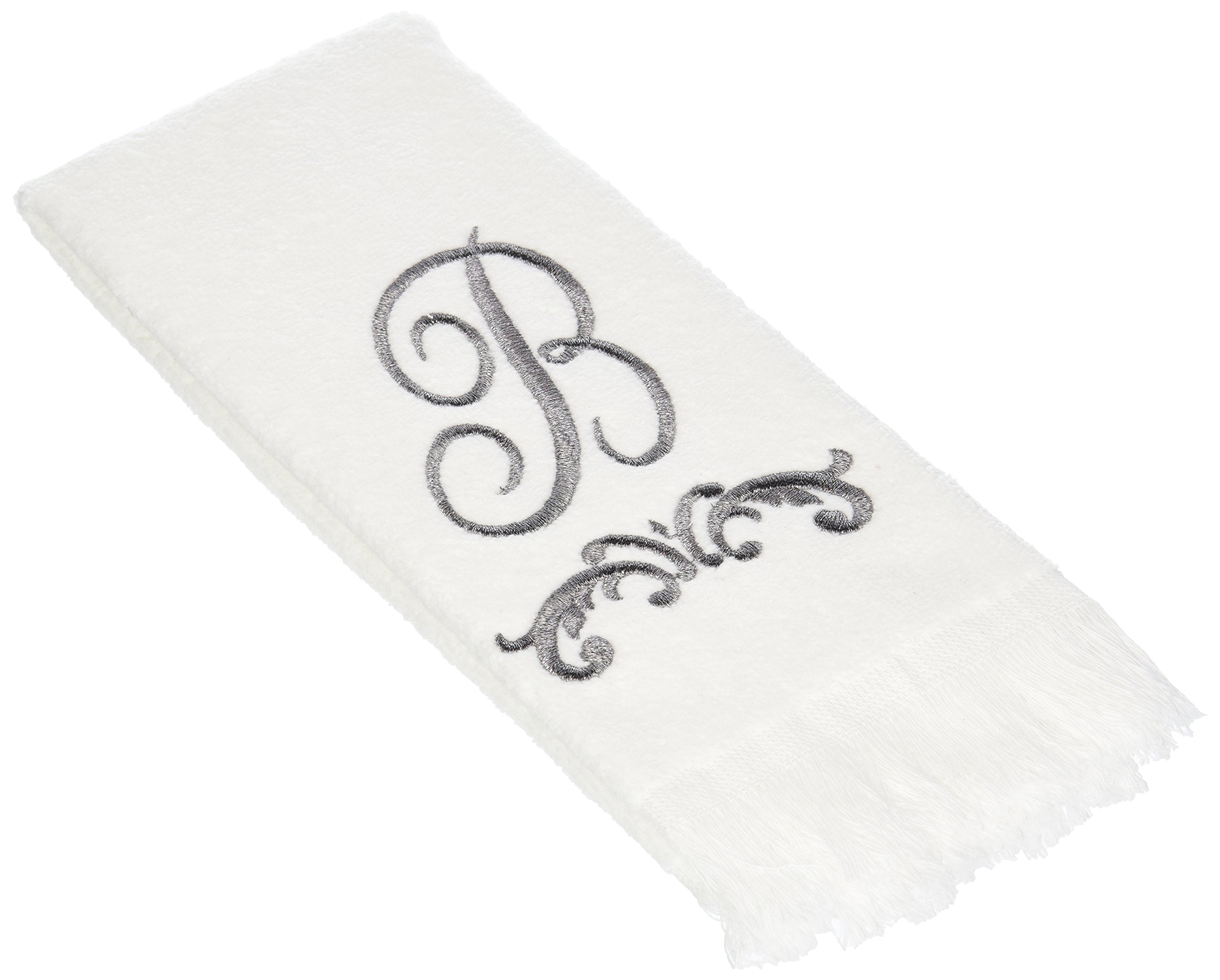 Avanti Linens - Fingertip Towel, Soft & Absorbent Cotton Towel (Monogram Collection, Initial A), White