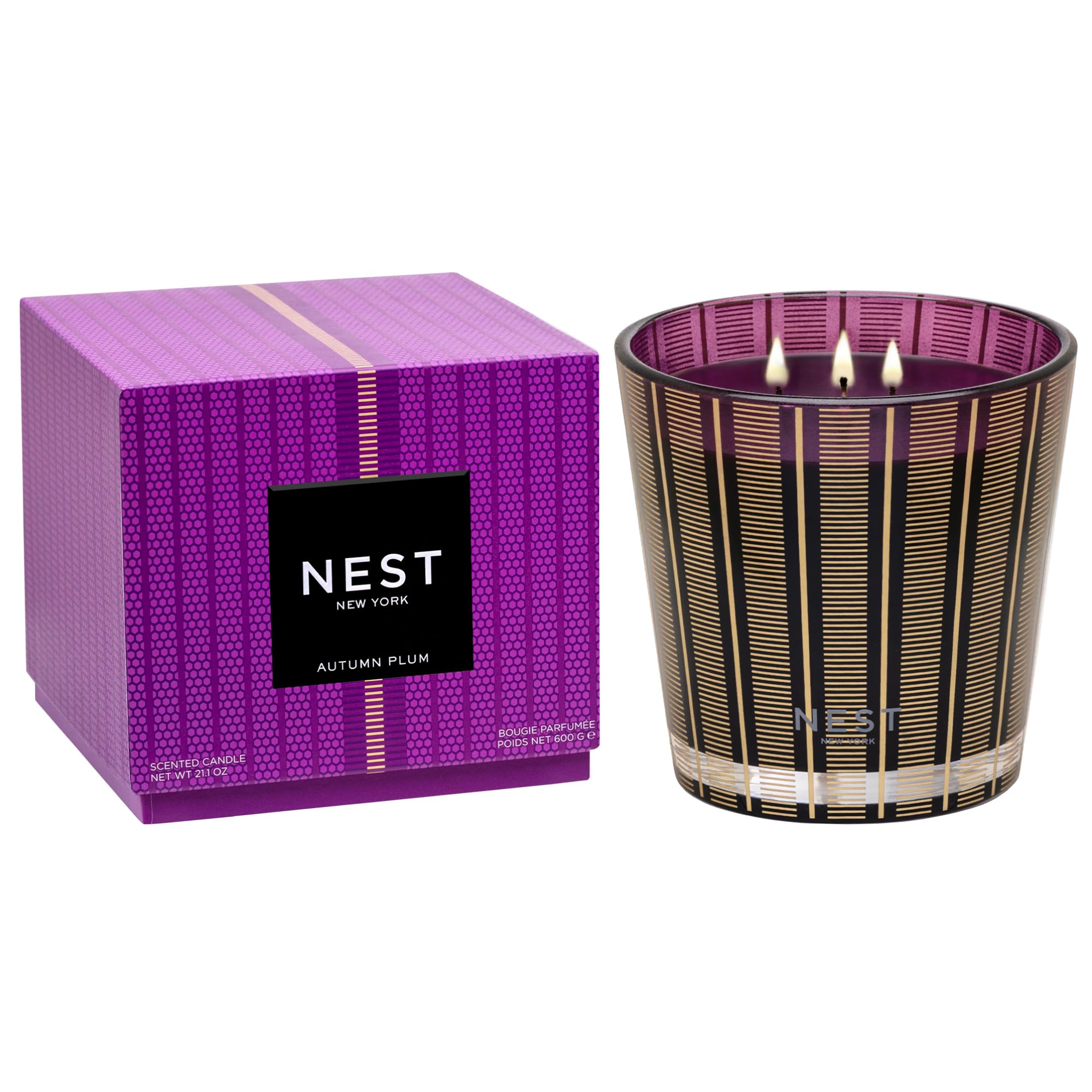 NEST Fragrances Autumn Plum Scented 3-Wick Candle, 21 Ounces