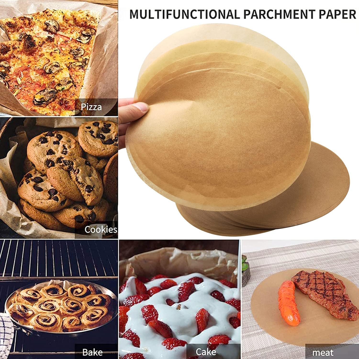 150 Sheets Round Baking Parchment Paper, 6, 8, 10 Inch Non-Stick Cake Pan Parchment Liner For Baking, Grilling And Steaming Brea