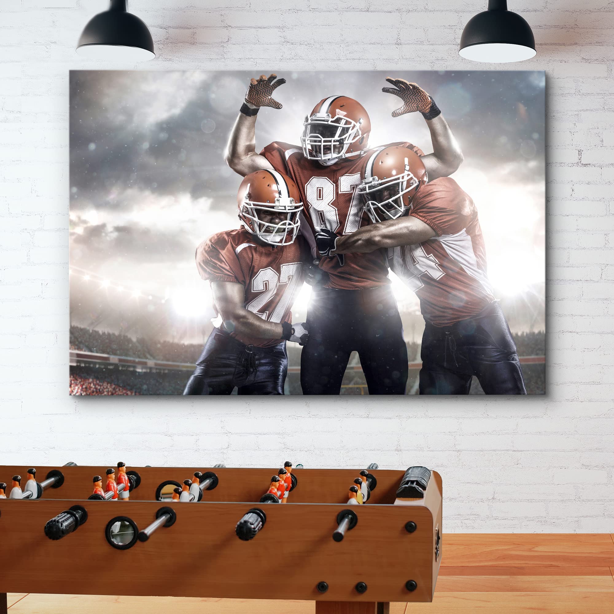 Wall26 Canvas Print Wall Art Celebrating Football Player Storm Cloud Stadium Athletes Sports & Fitness Photography Realism Decor