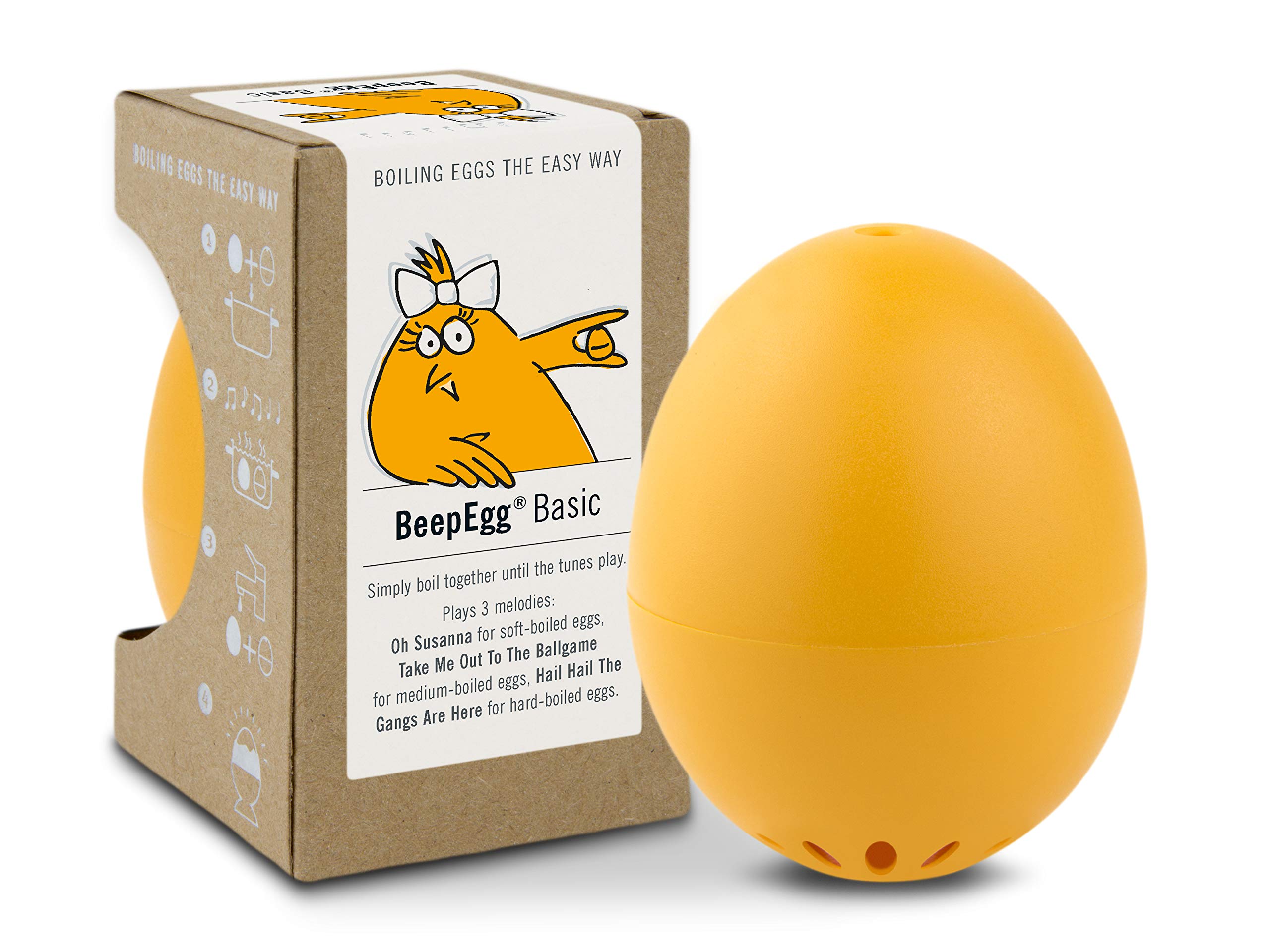 Beepegg Basic Orange - Egg Timer For Boiling Eggs - Musical Egg Cooker For Soft, Medium, Hard Boiled Eggs - Food Safe - Singing