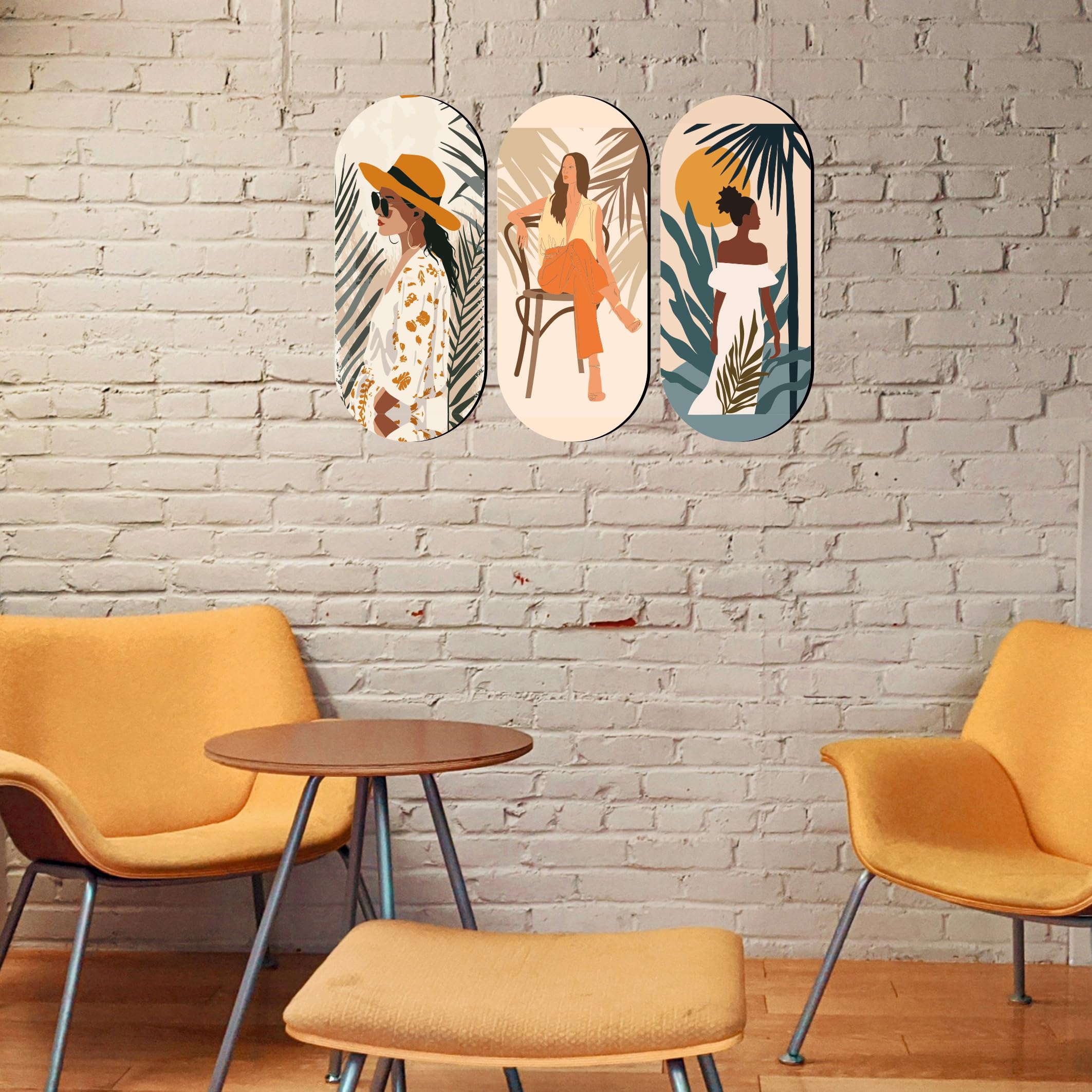 Amazingily Elegant Wall Decoration Art - Handcrafted Traditional Wooden Decor Piece (Set Of 3 | 11.5 * 5.5 Inches | Pattern-47)