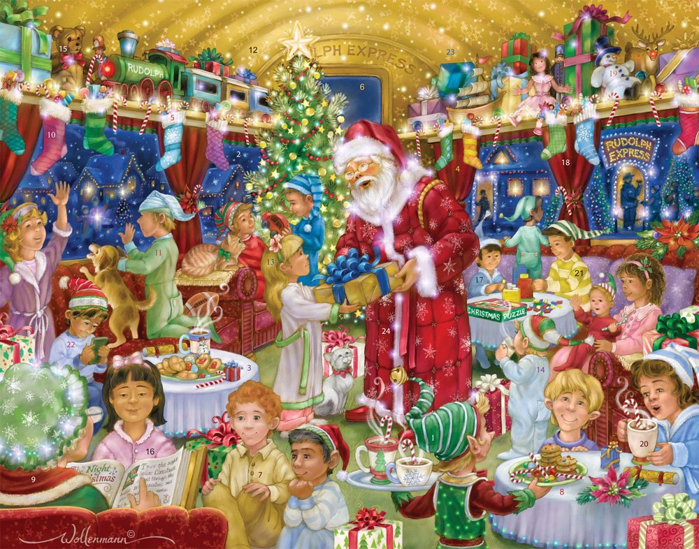 Rudolph Express Advent Calendar (Countdown to Christmas) by Vermont Christmas Company with Twas the Night Before Christmas Poe