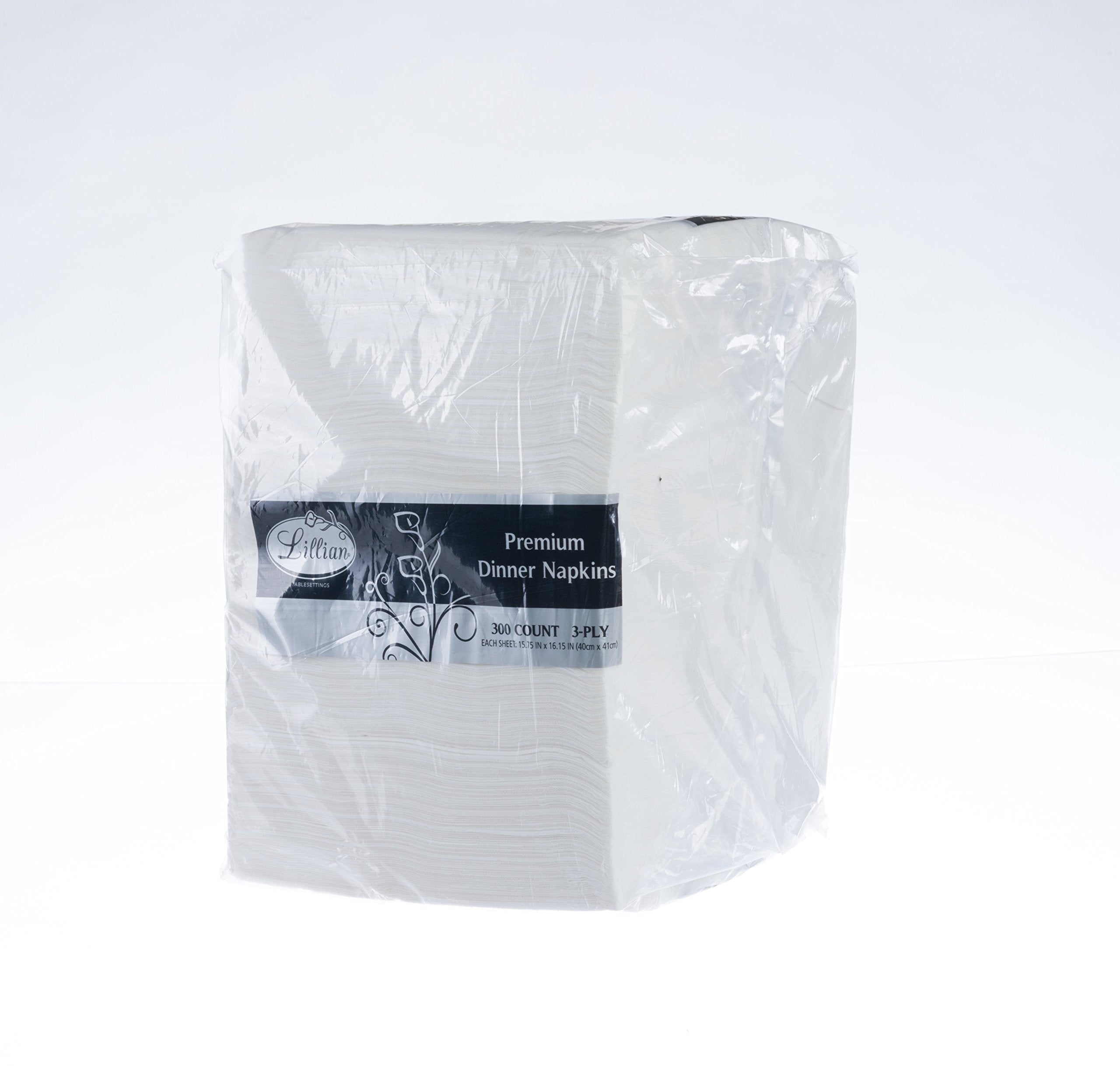Premium White Napkins, 3 Ply Dinner Napkin Cloth Like | Value Pack 300 Count