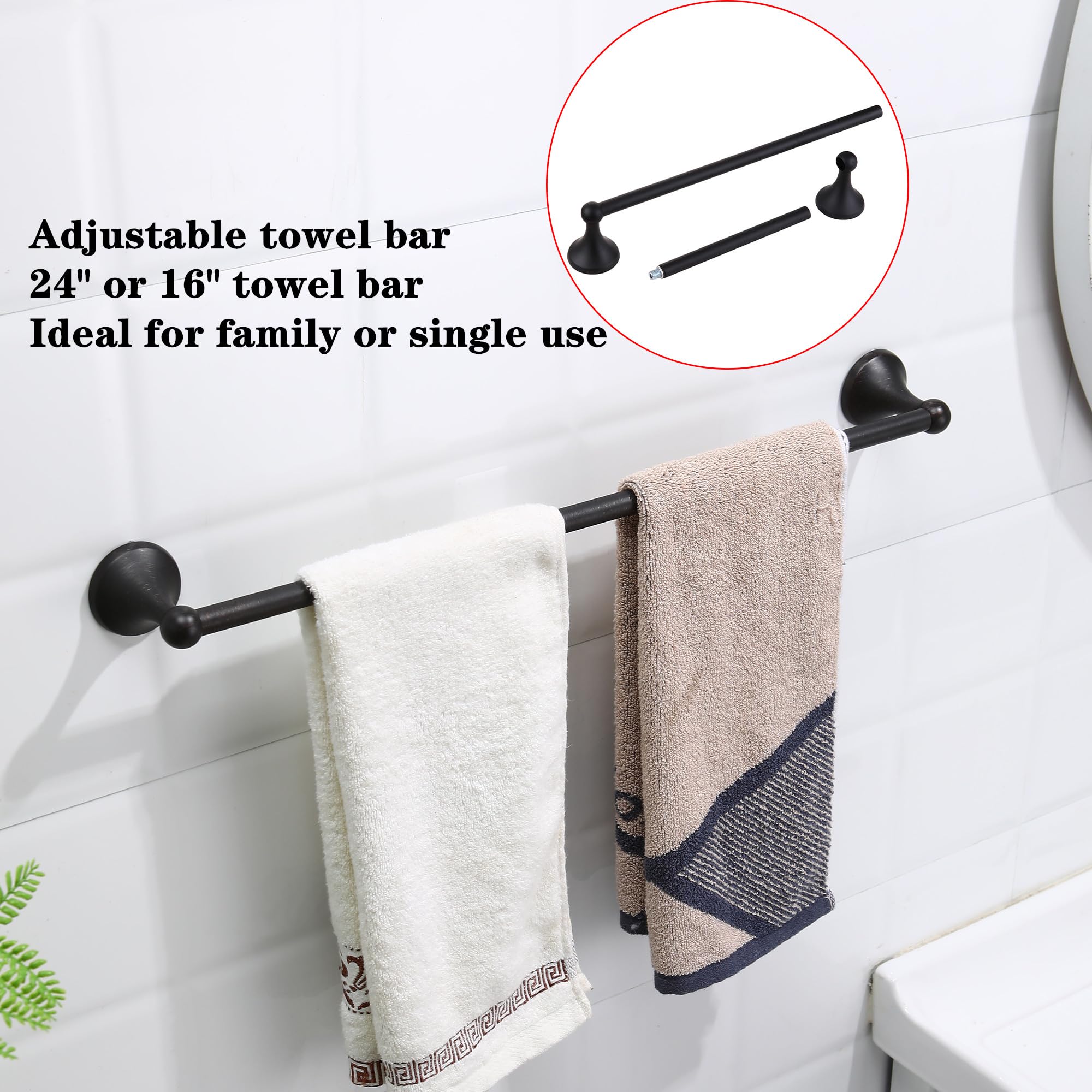 Ntipox 4 Piece Bathroom Hardware Accessories Set Oil Rubbed Bronze,24 Inch Towel Bar Set,Towel Rack Set,Bathroom Towel Holder Se