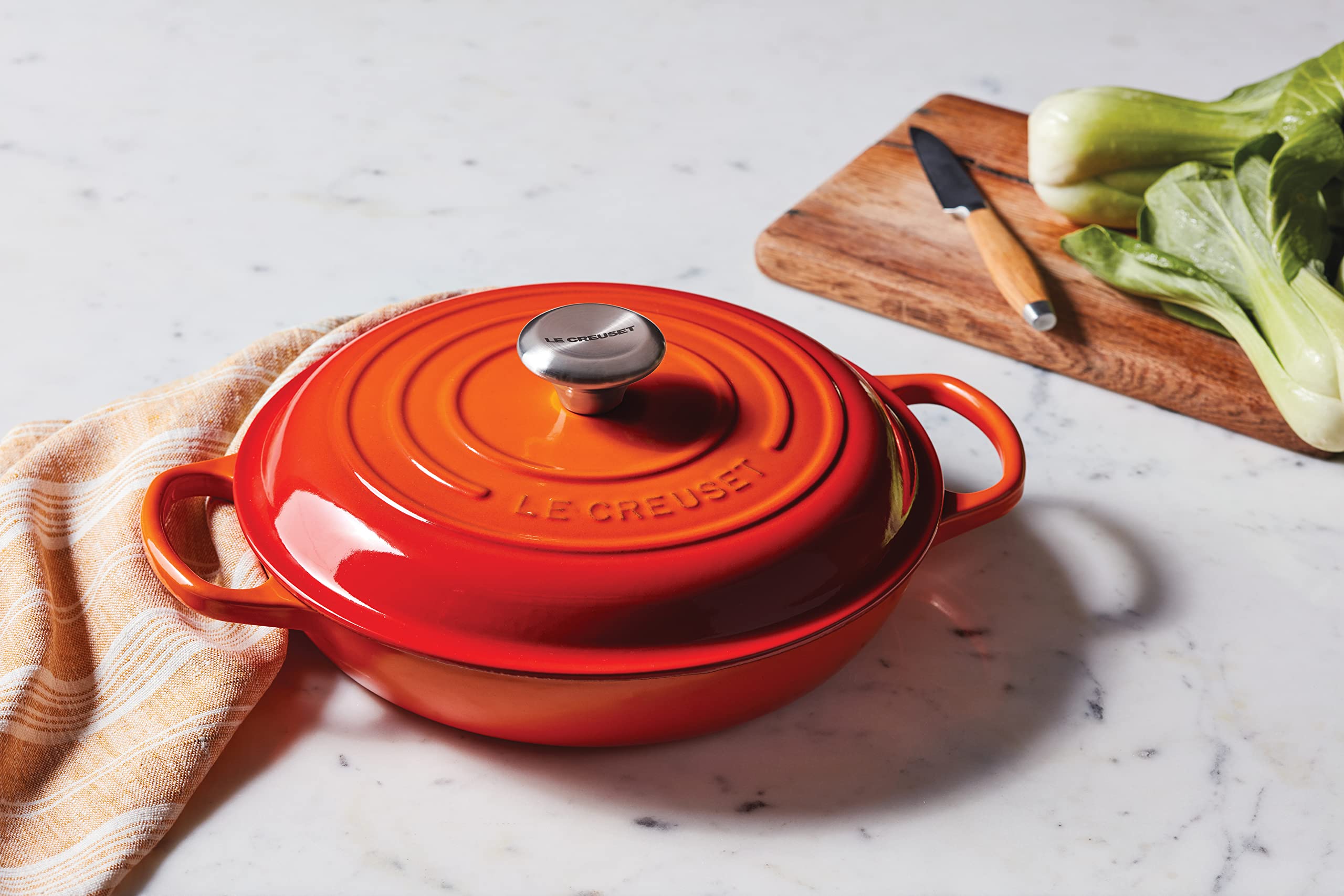 Le Creuset Enameled Cast Iron Signature Braiser, 3.5 Qt., Flame