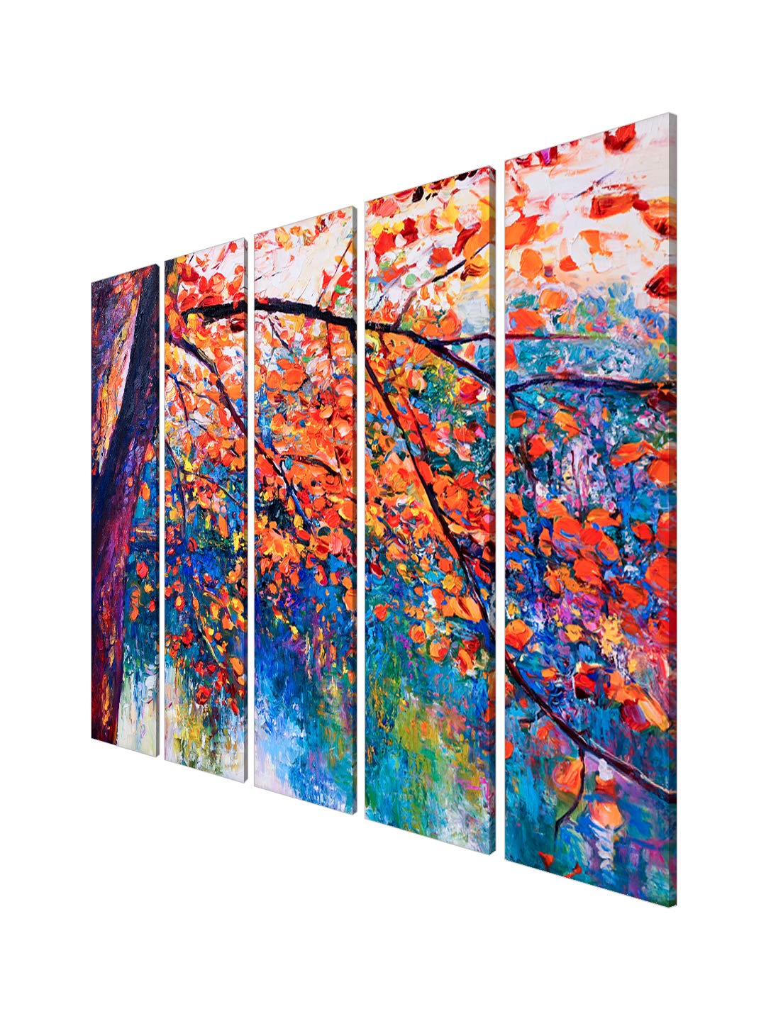 999Store Yellow Leaves Tree Mdf Art Panels (Mdf/Vinay_30X51 Inch_Yellow) 5Frames0432