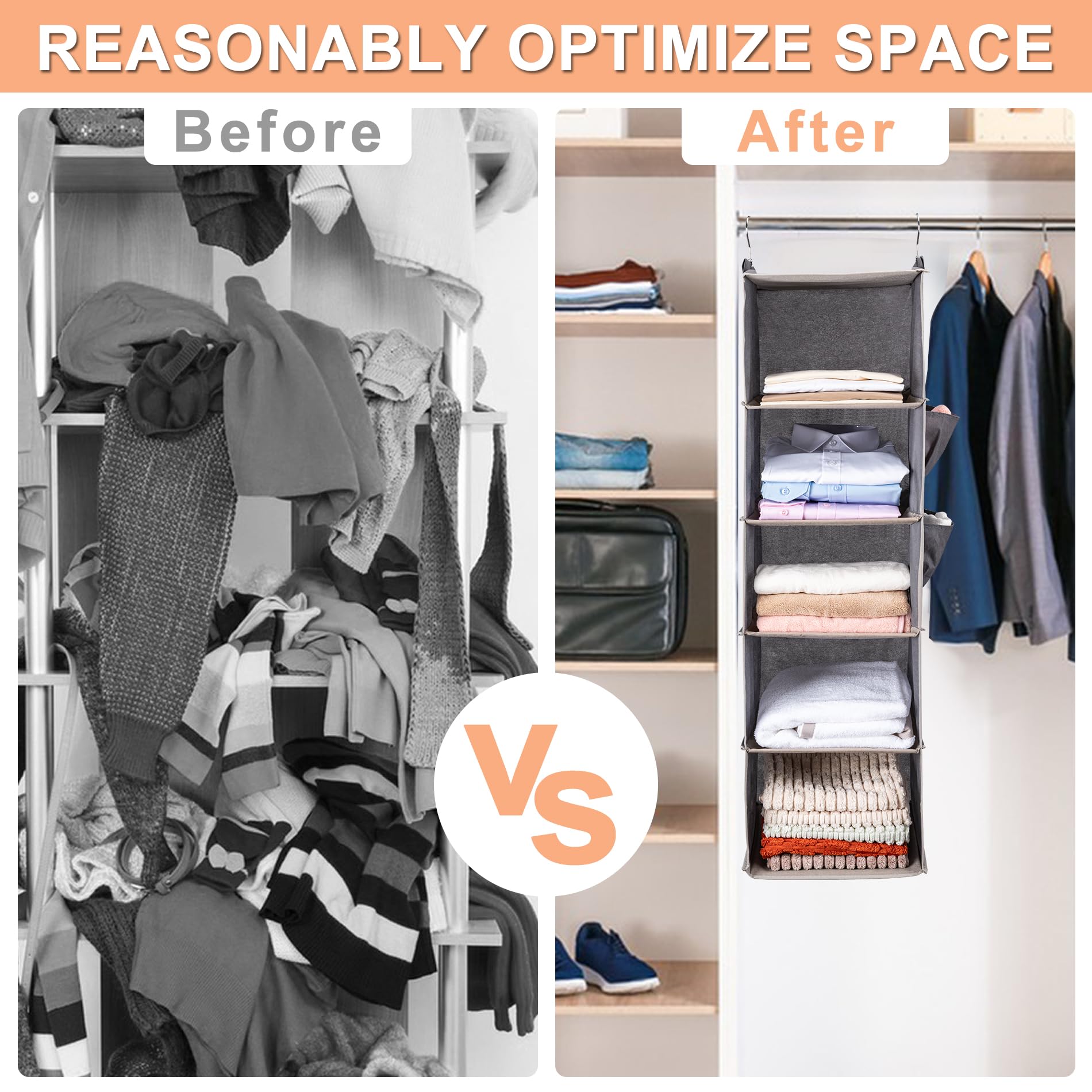 BOOMIBOO Hanging Closet Organize and Shelves