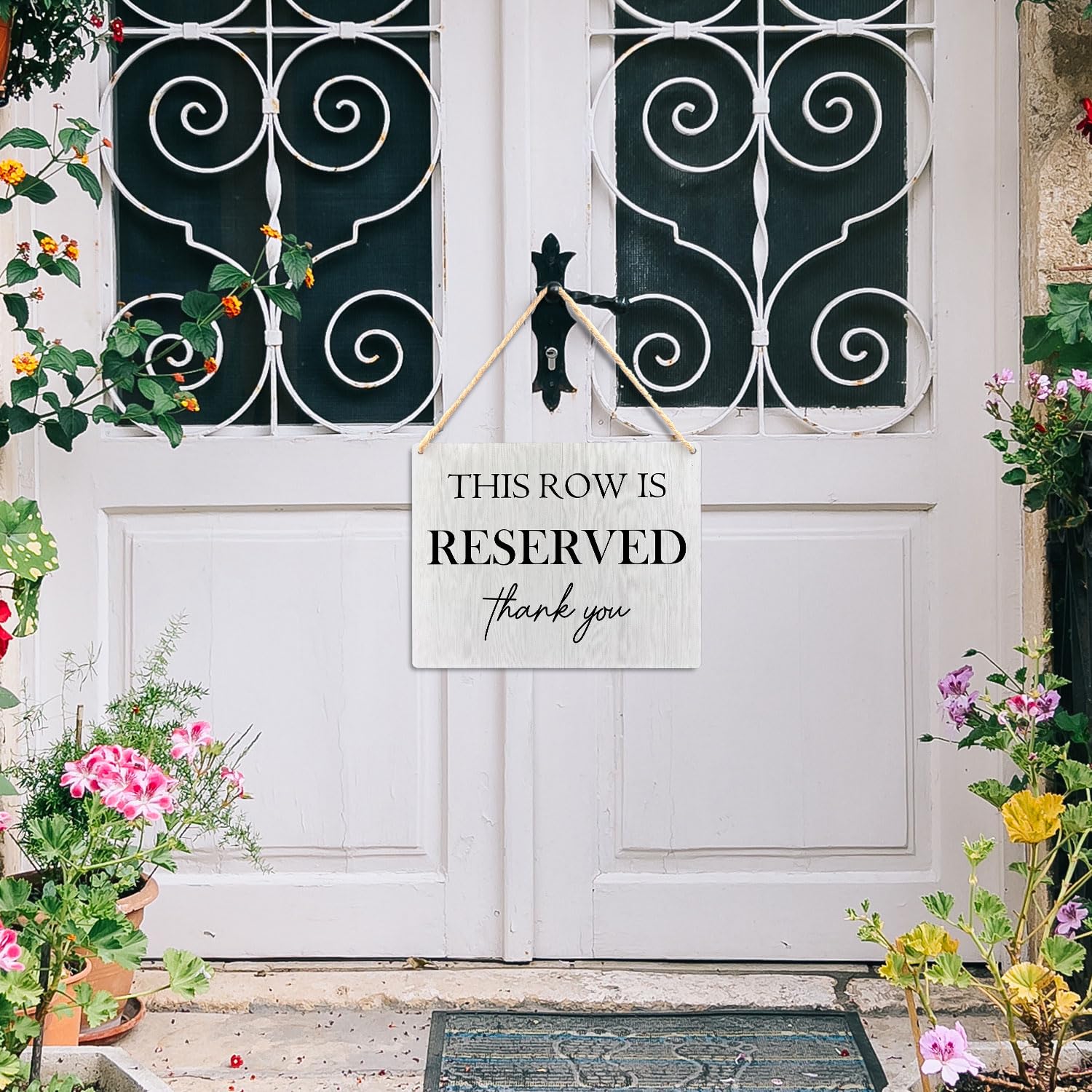Ryeolo Reserved Seating Signs - This Row Is Reserved Wooden Hanging Signs for Wedding Chairs, Wedding Decorations for Reception,