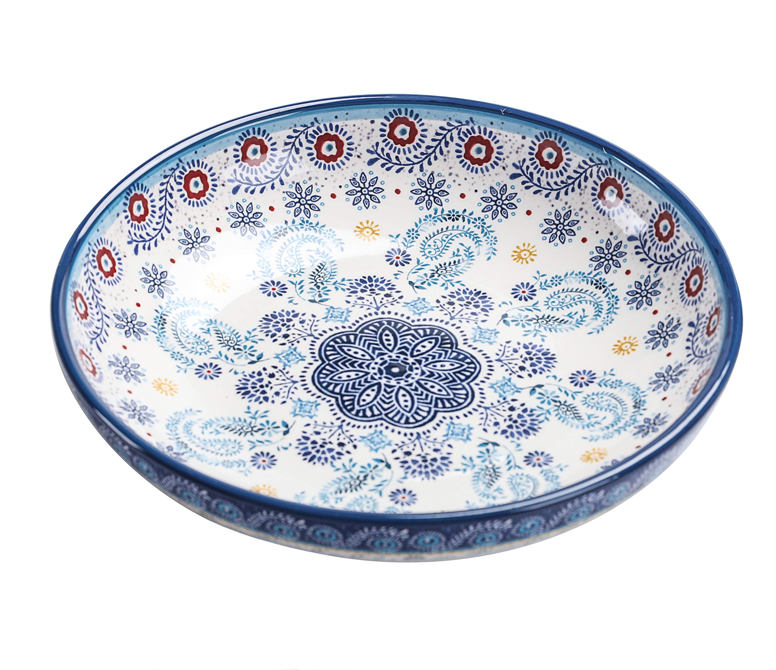 Bico Protea Cynaroides Ceramic 35Oz Dinner Bowls, Set Of 4, For Pasta, Salad, Cereal, Soup & Microwave & Dishwasher Safe