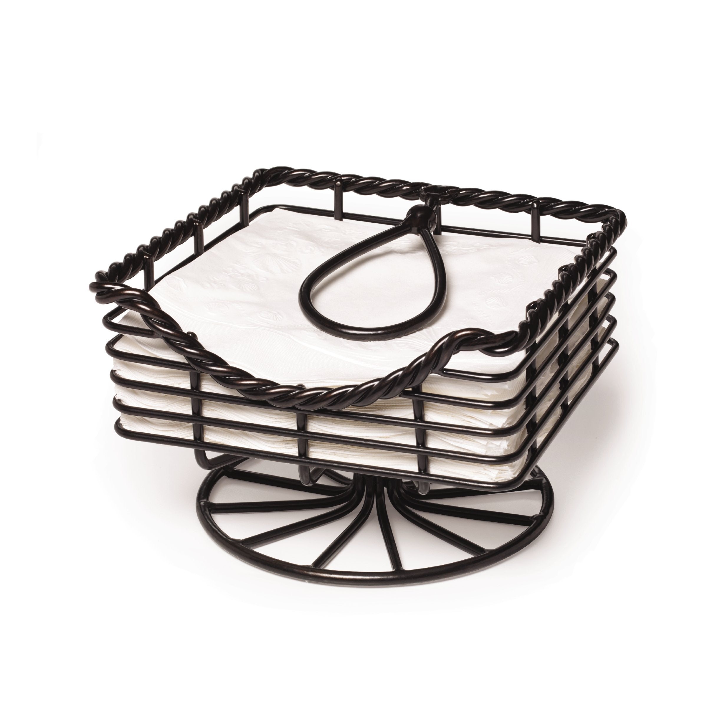 Gourmet Basics By Mikasa Rope Metal Napkin Basket, Antique Black