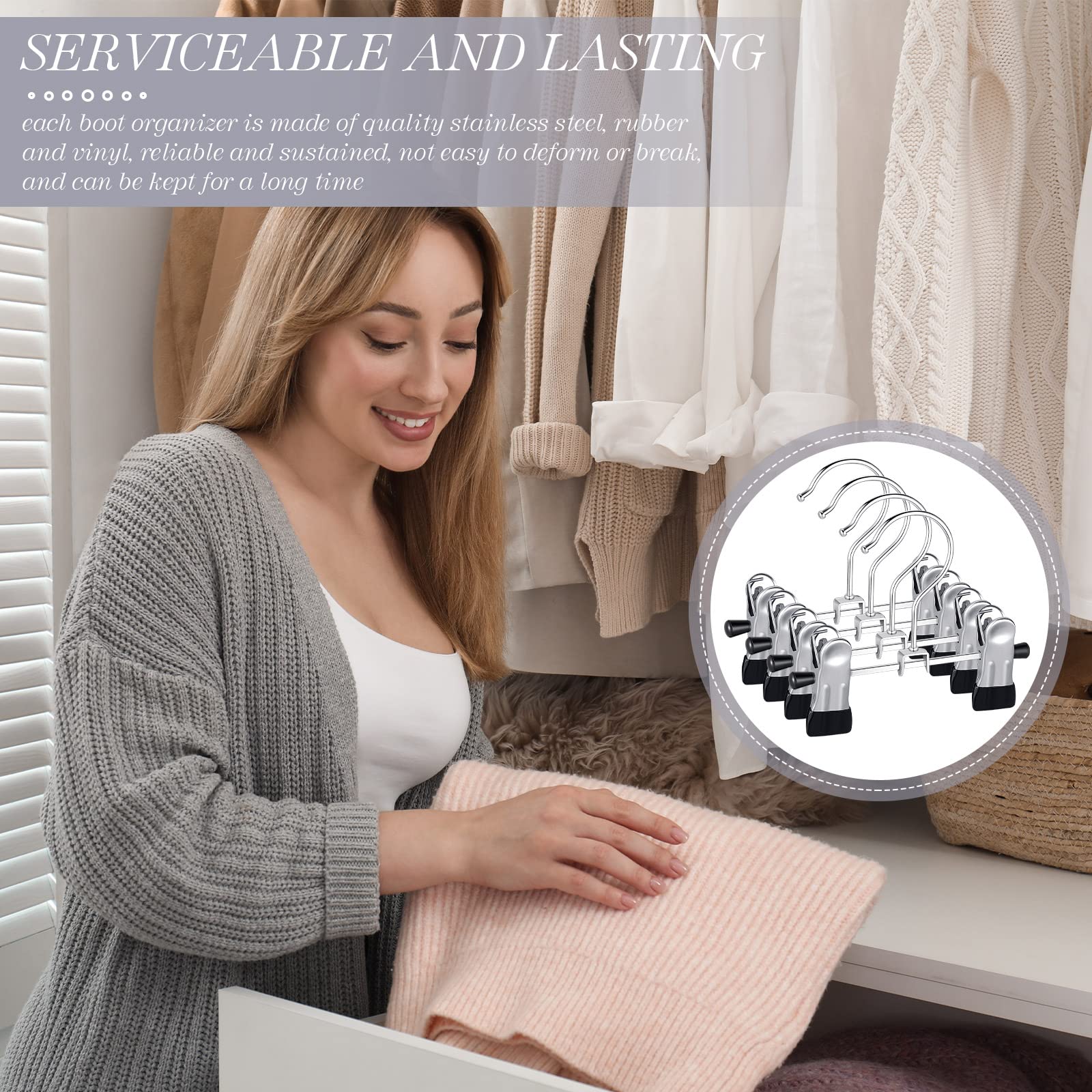 Yinkin 30 Pcs Boot Hangers Double Adjustable Clips Space Saving Baby Pants Hangers Travel Portable Hanger Clips Hanging Boot Org