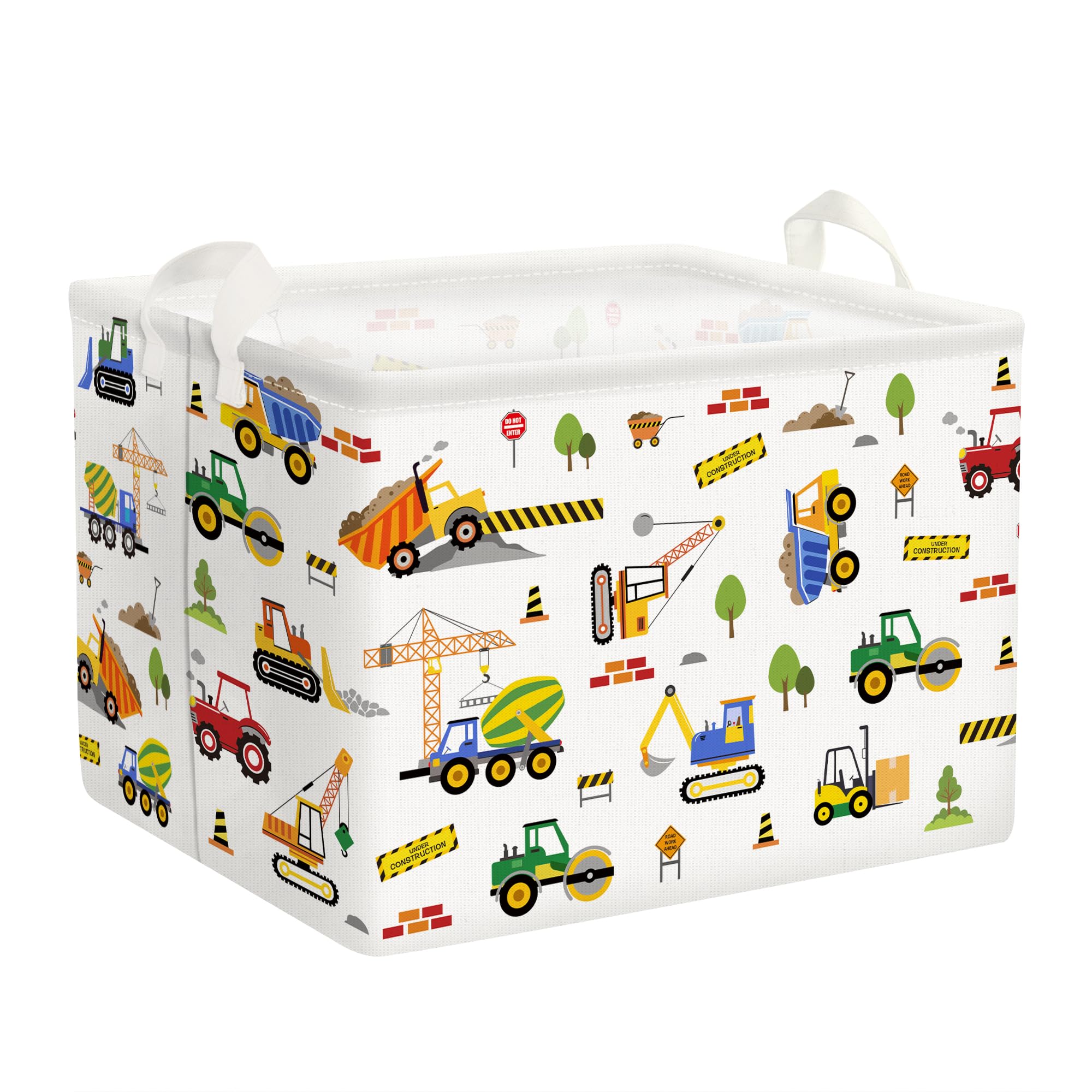 Clastyle Engineering Car Baby Boys Shelf Basket Yellow Bulldozer Excavator Storage Basket Rectangle Clothes Books Toy Storage Cu