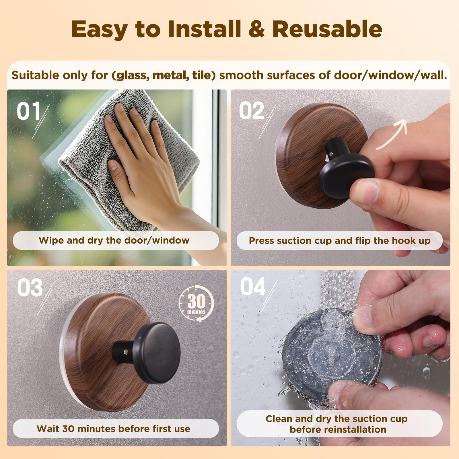 OUTXE Suction Cup Wreath Hanger, Heavy Duty Reef Hook for Front Door/Glass Window/Over Door/Outdoor, Christmas/Thanksgiving/Hall