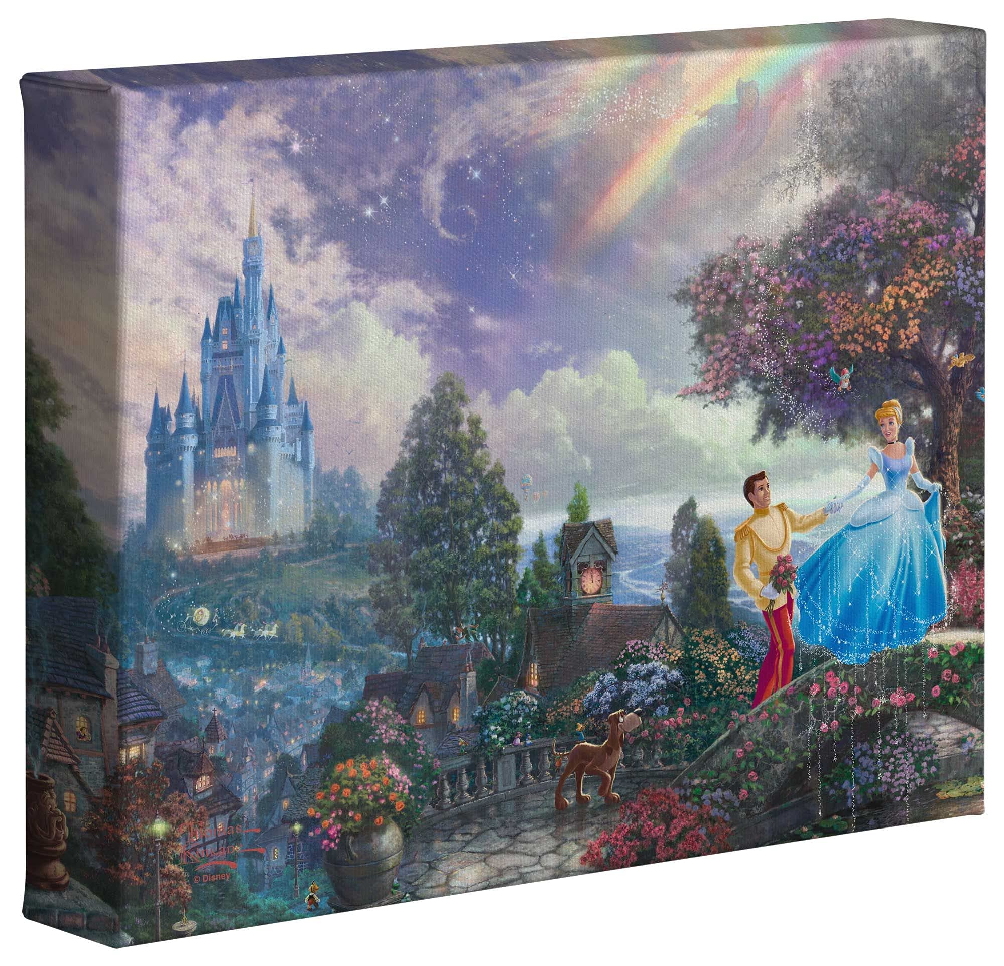 Thomas Kinkade Studios Disney Cinderella Wishes Upon A Dream Gallery Wrapped Canvas Art | Frameless Wall Art | Certificate Of Au