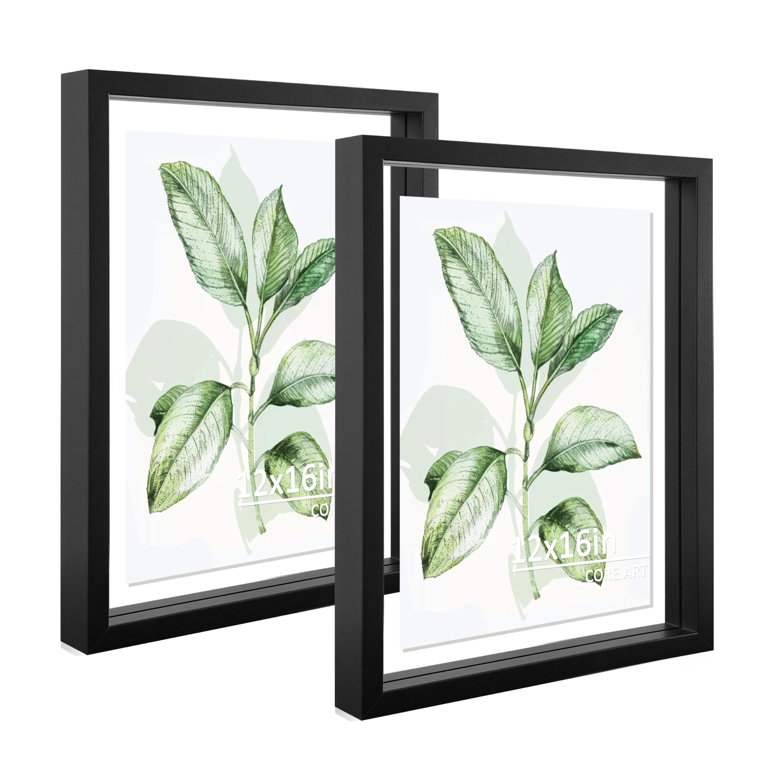 CORE ART 12x16 Floating Picture Frame Set of 2,Double Plexglass Floating Frame for 8x12,11x14 Pictures,Wall or Tabletop Display,