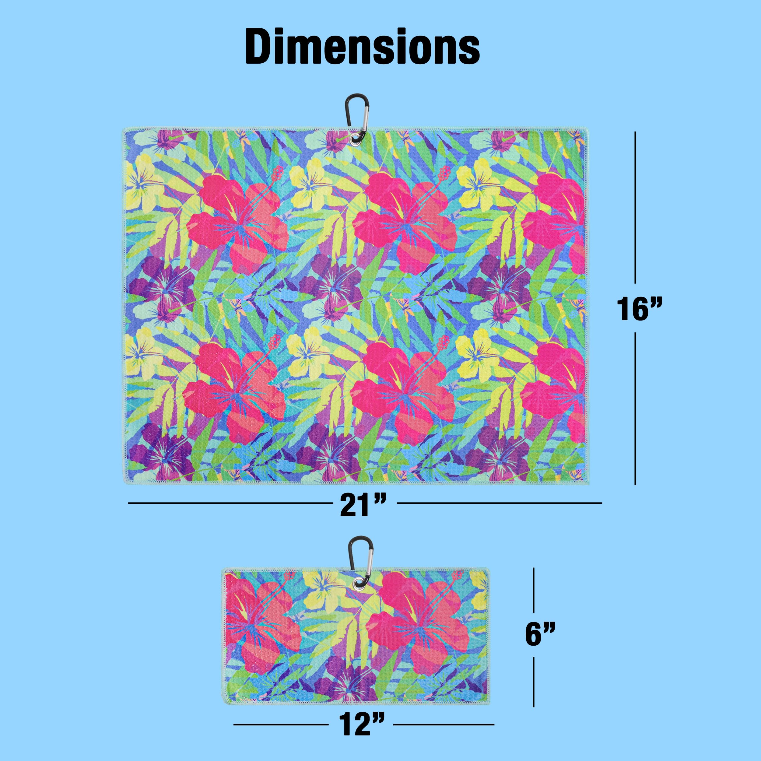 Playing It Forward Bright Tropical Golf Towel with Clip for Women and Men  Microfiber Waffle and Ball Towels  Set of 2