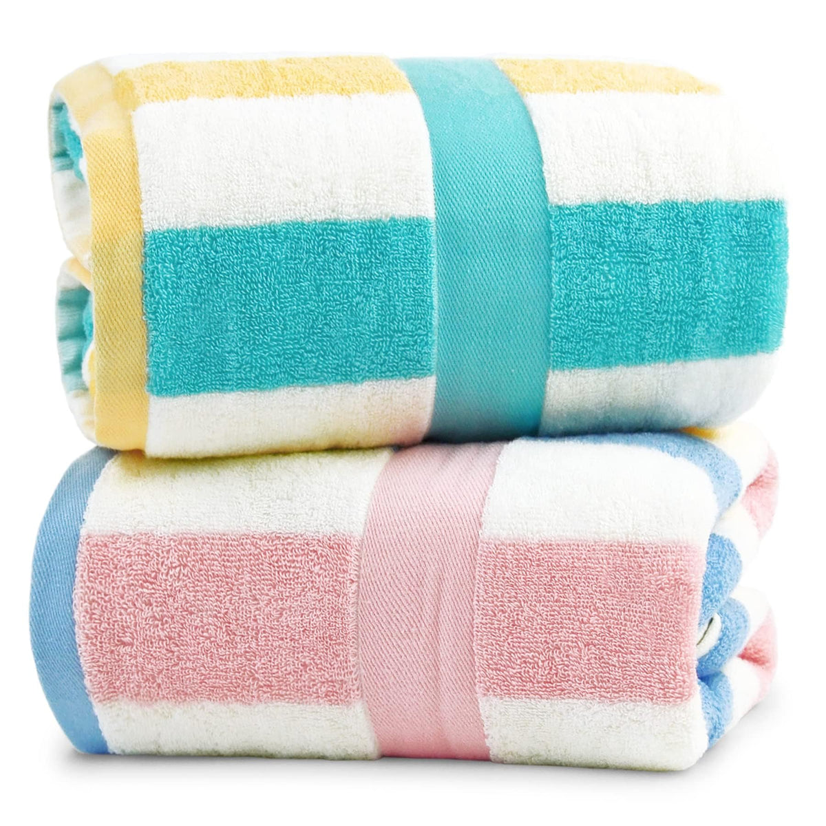 Jacquotha 100% Cotton Bath Towels Set Of 2, Highly Absorbent Towels For Bathroom, Beach, Pool, Large Bathroom Towels Stripe 55 X