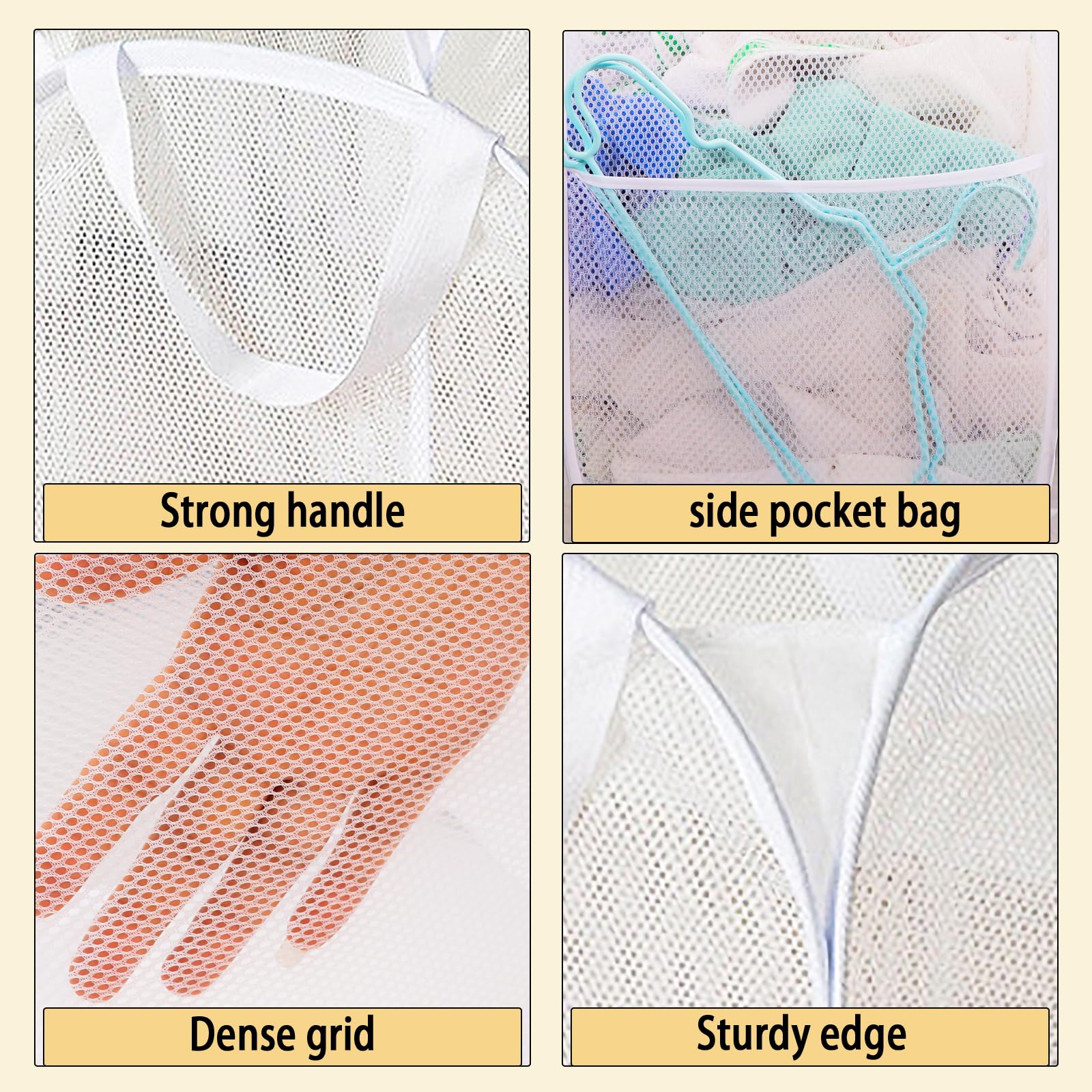 Collapsible Mesh Laundry Basket,Pop Up Laundry Hamper-Easy Storage, Ideal For Home And Travel Use (2 White)