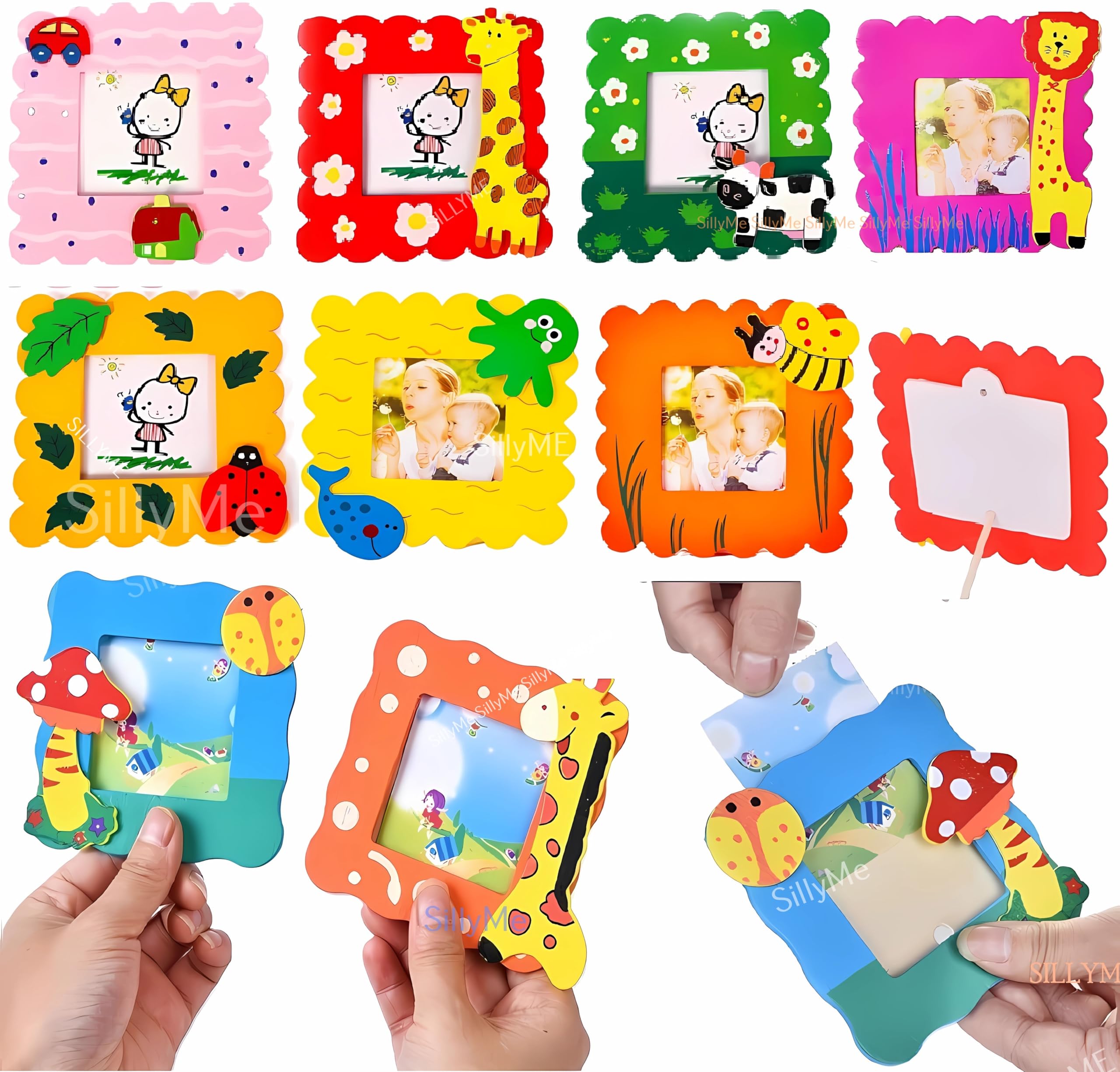 Sillyme 10Pcs Cute Wooden Photo Frame For Return Gifts Birthday Party - Return Gift For Kids Age 6-10 10-12 - Birthday Return Gi