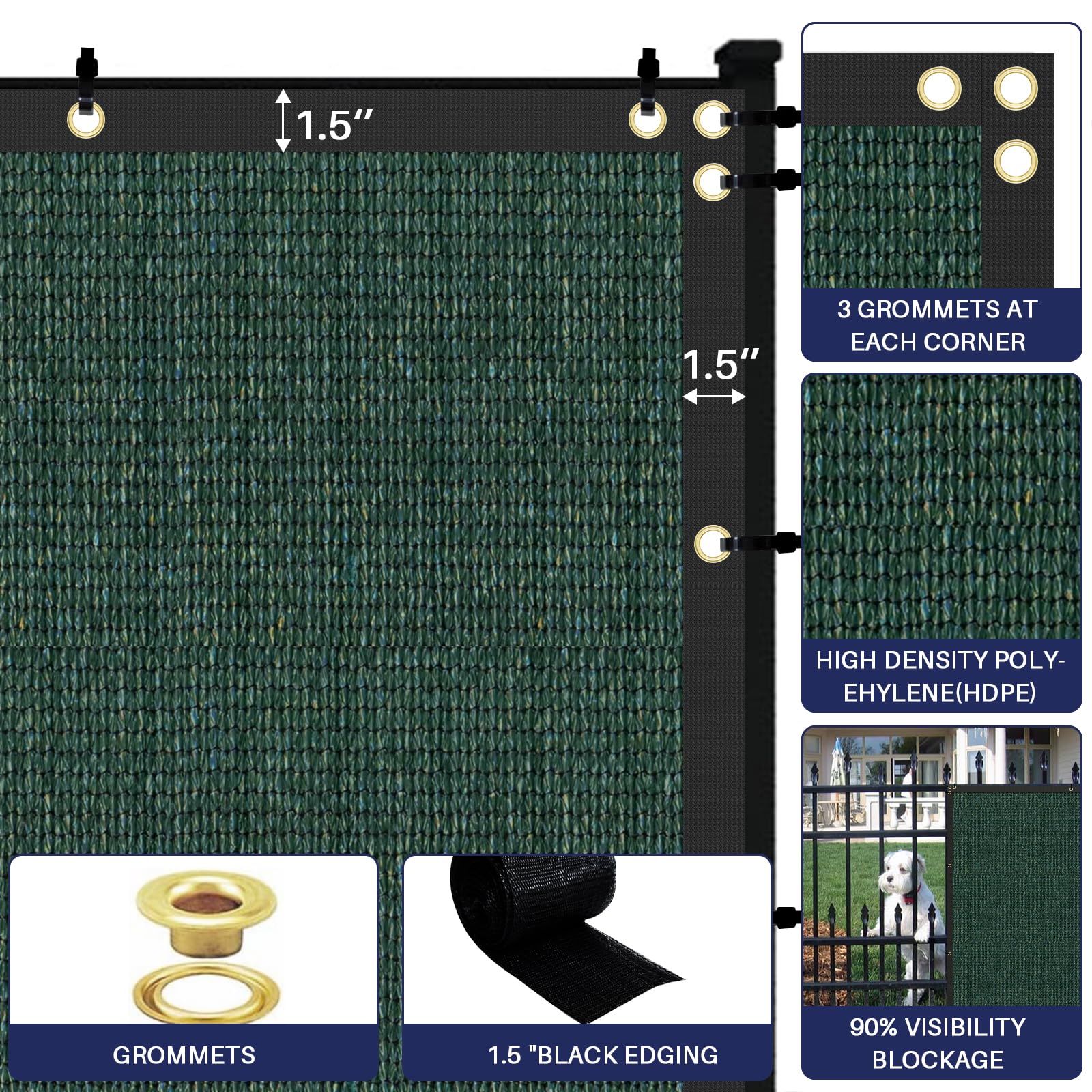 Windscreen4Less Heavy Duty Fence Privacy Screen Green 4 X 13 With Reinforced Gindings And Grass Grommets Garden Windscreen Mesh