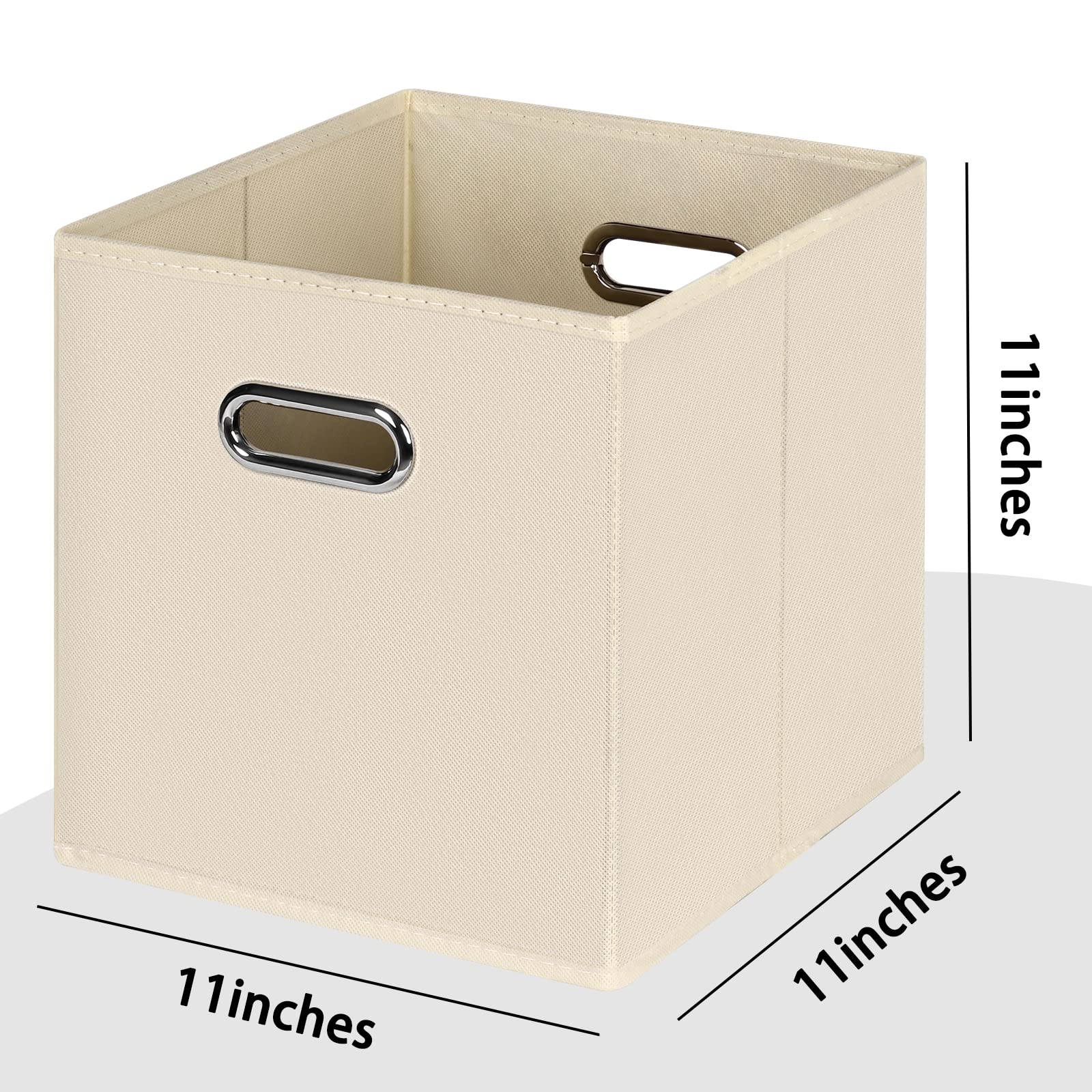Heayeeg Black Foldable Storage Cubes Bins , Fabric Storage Box Cubes Organizer Baskets With Dual Handles For Home Organizer(Crea
