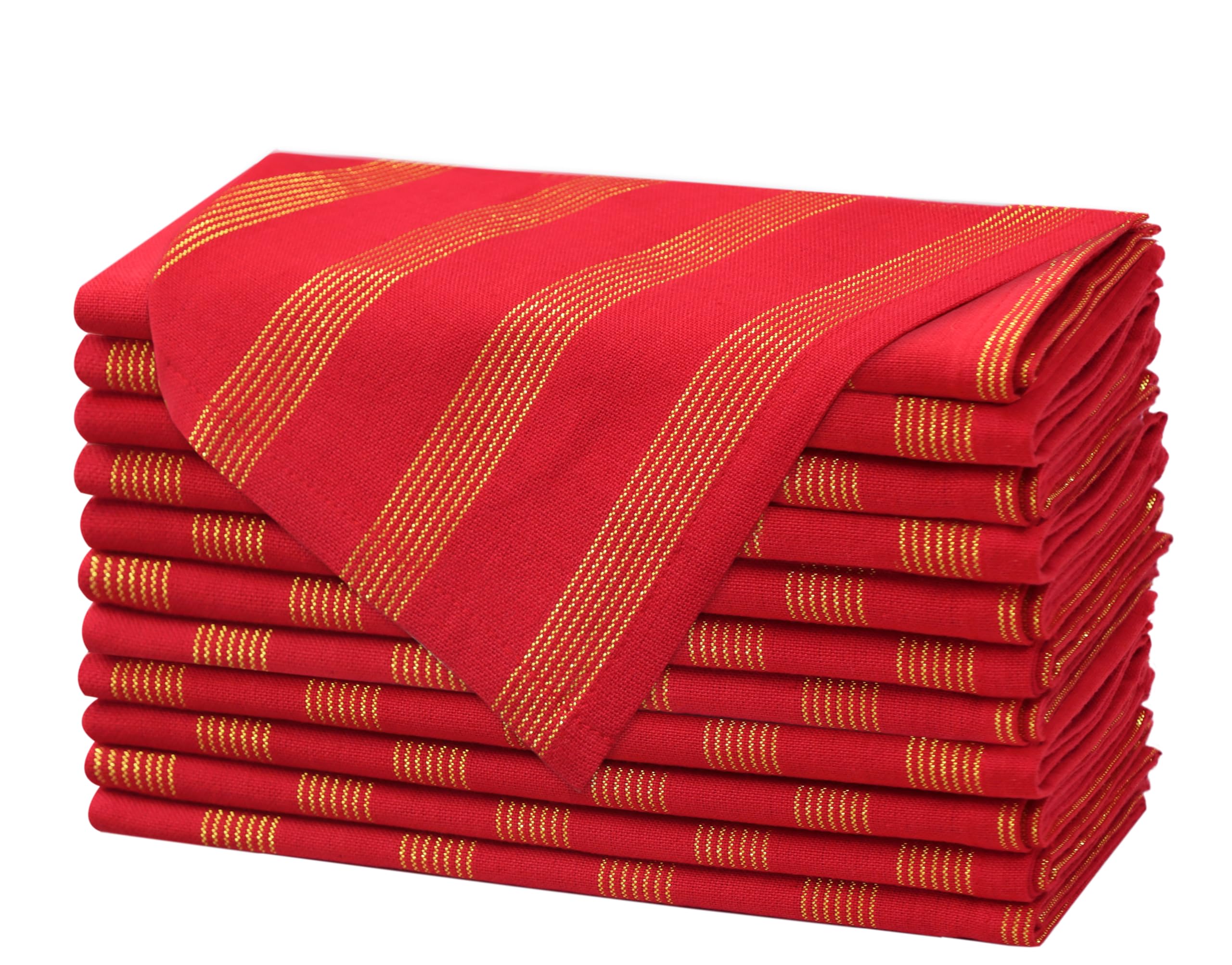 COTTON CRAFT Christmas Dinner Napkins - Set of 12 Cotton Cloth Napkins - Soft Reusable Washable - Xmas Festive Party Holiday Tab