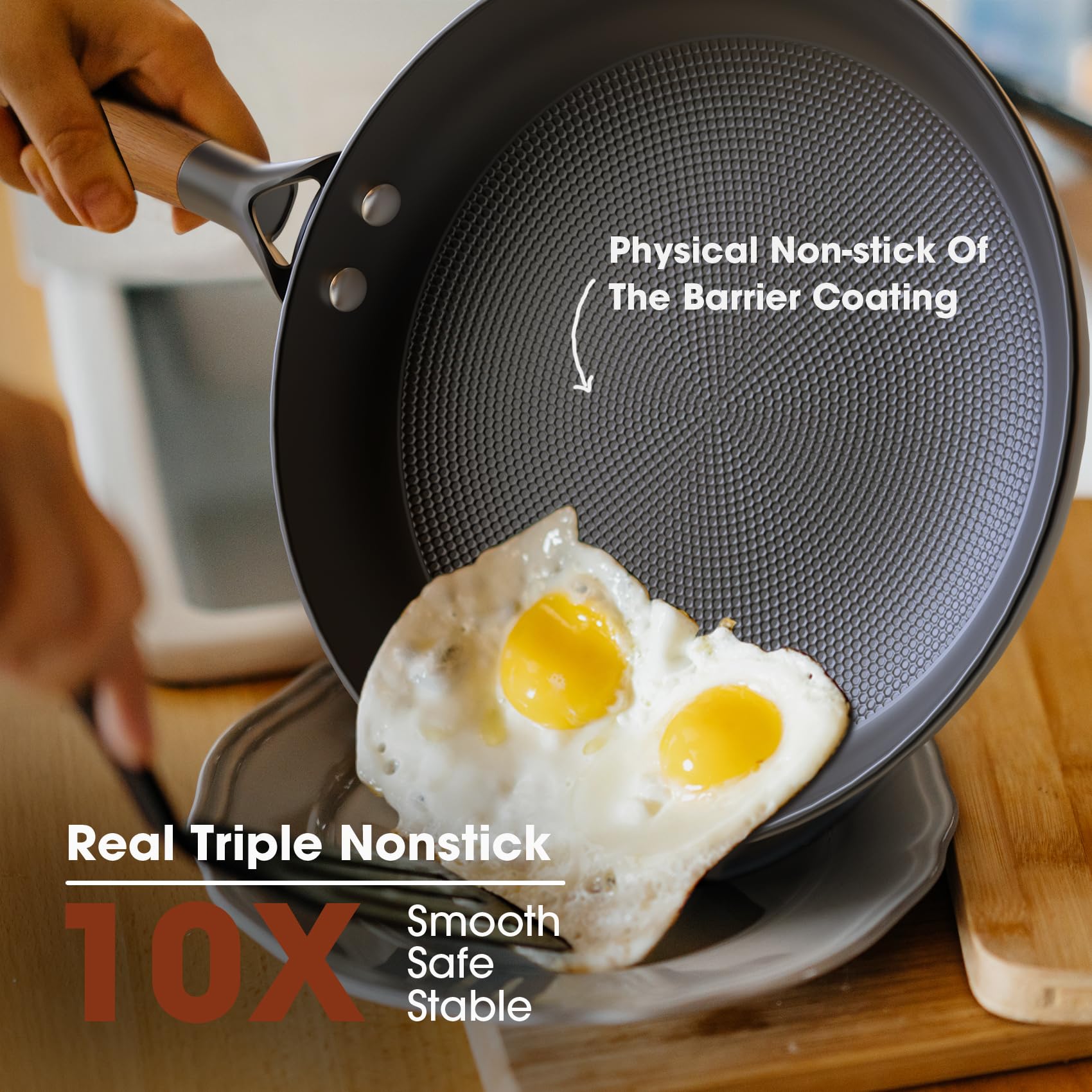 Imarku Non Stick Frying Pans - 8 Inch & 10 Inch Frying Pan Nonstick Set, Honeycomb Lock Oil Cast Iron Skillets, Dishwasher Safe,