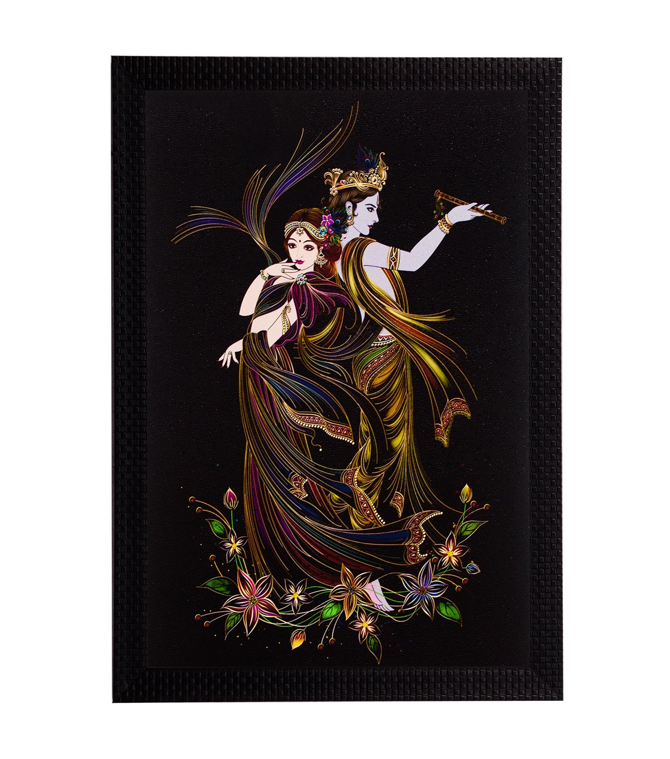 Ecraftindia Lord Krishna And Radha Uv Art Painting (Synthetic Wood, 28 Cm X 36 Cm, Satin Matt Texture, Fpgk1928), Multicolour