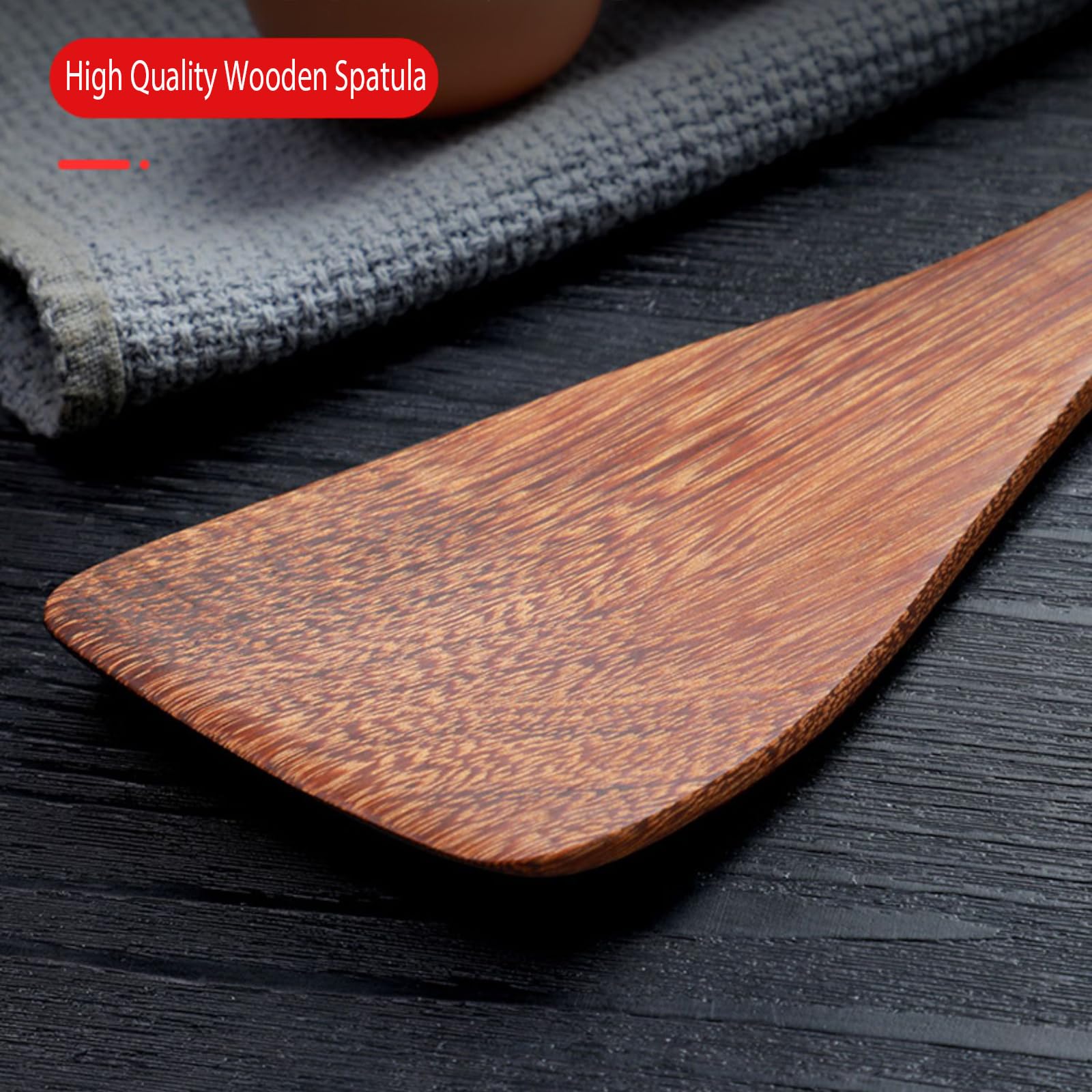 Wooden Spatula For Non Stick Cookware,Wood Utensils Set For Cooking,Long Handle Flat Frying Inclined Spatula,Healthy And High Mo
