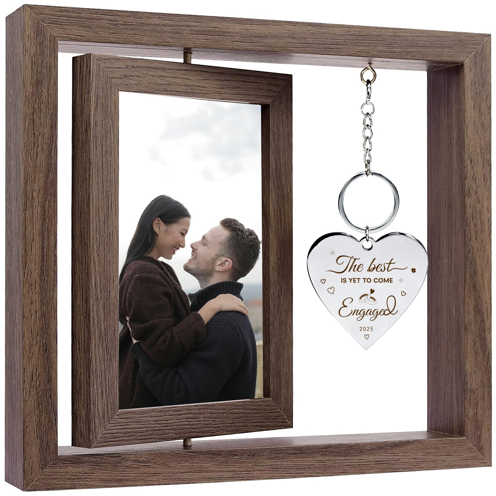 Engagement Gifts for Couples,4x6 Rotating Floating Engagement Picture Frame,Wedding Engaged Gifts for Newly Engaged Couples 2025
