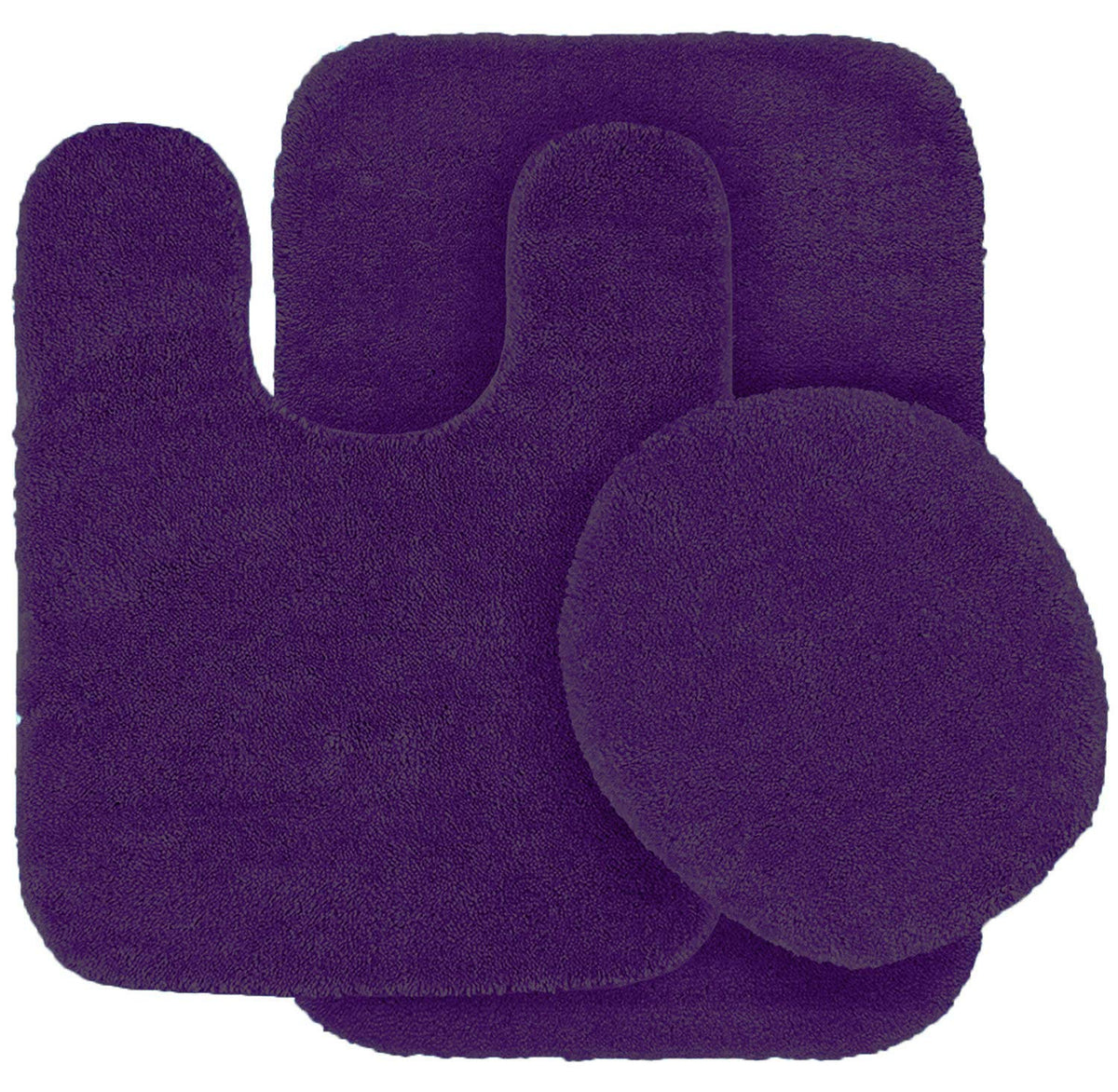 3 Pc Bathroom Rug Set Bath Mats Angela Solid Dark Purple Color Anti Slip Soft Mats New