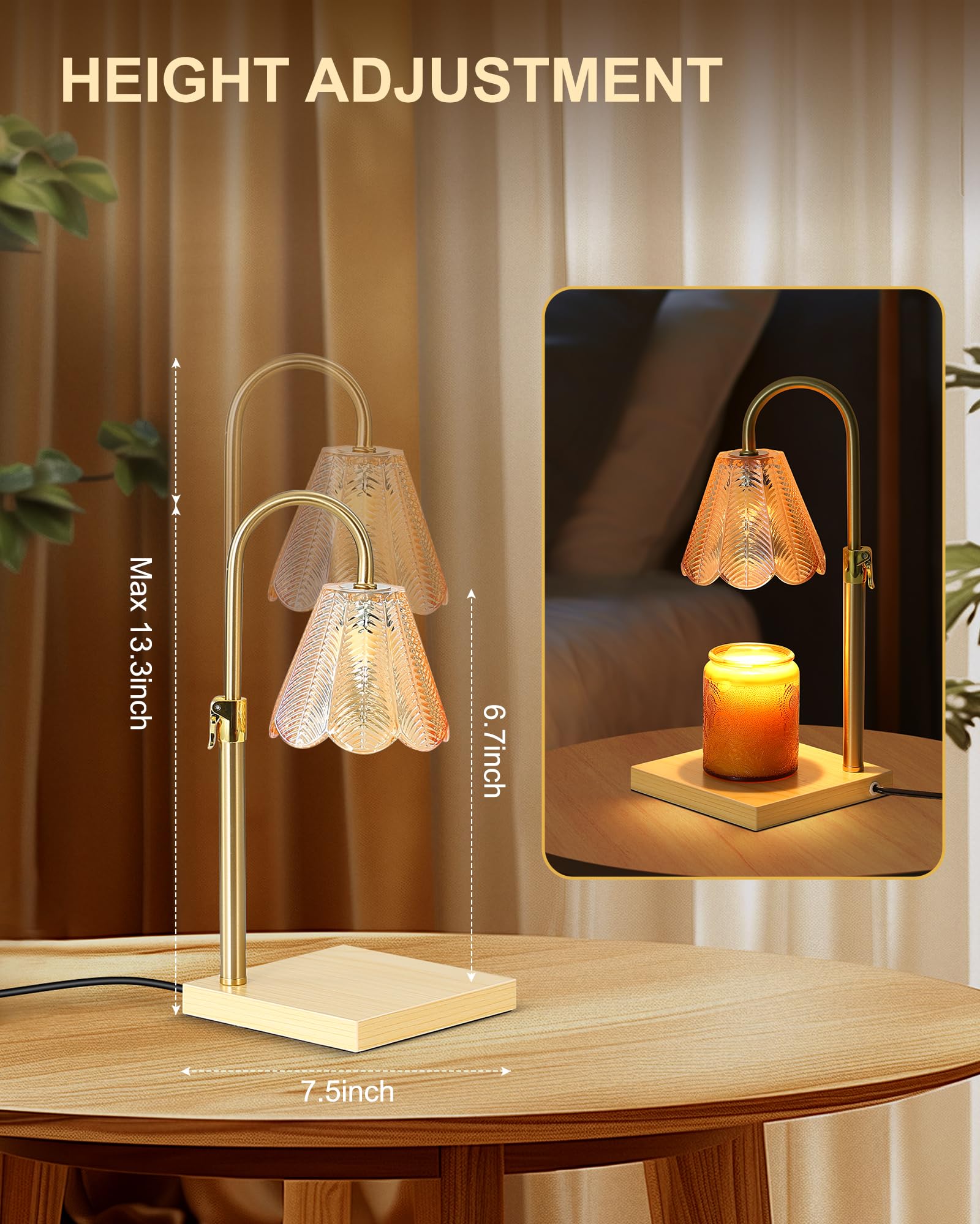Candle Warmer Lamp with Timer & Dimmer, Birthday Gifts for Women Mom, House Warming Gifts,Flower Candle Lamp for New Home Decor,