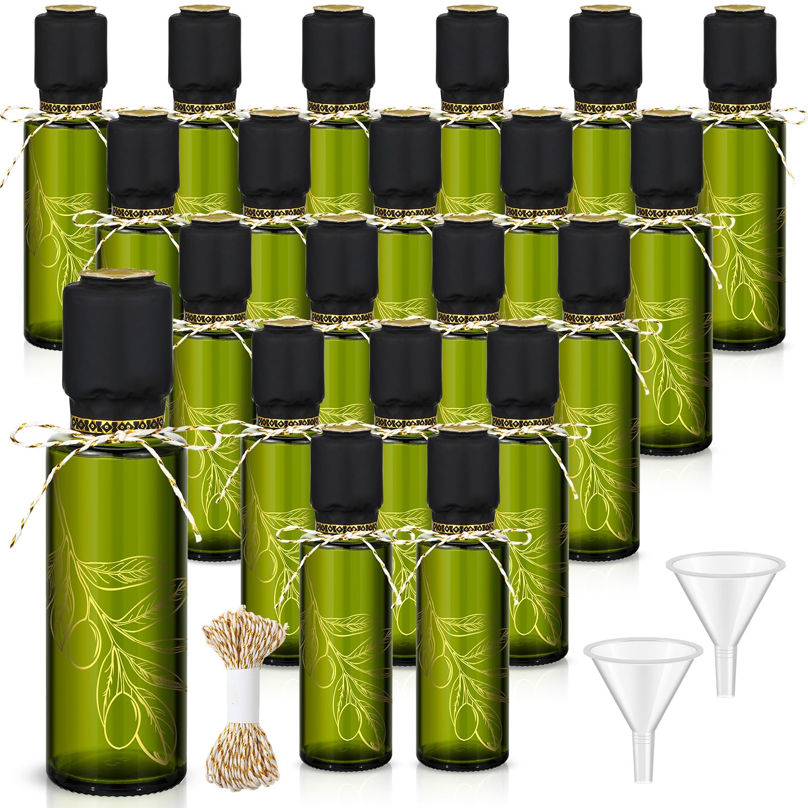 Reallnaive 4 oz Mini Glass Olive Oil Bottles Empty Sauce Condiment Bottles with Dropper Inserts and Sticker Seals Caps for Gifts