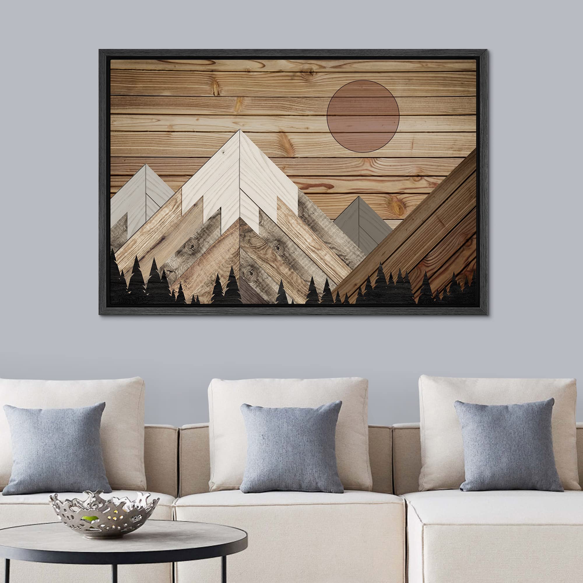 Signwin Framed Canvas Print Wall Art Western Decor Sun Shines Over Snowy Mountain Forest Nature Wilderness Wood Panels Modern Ar