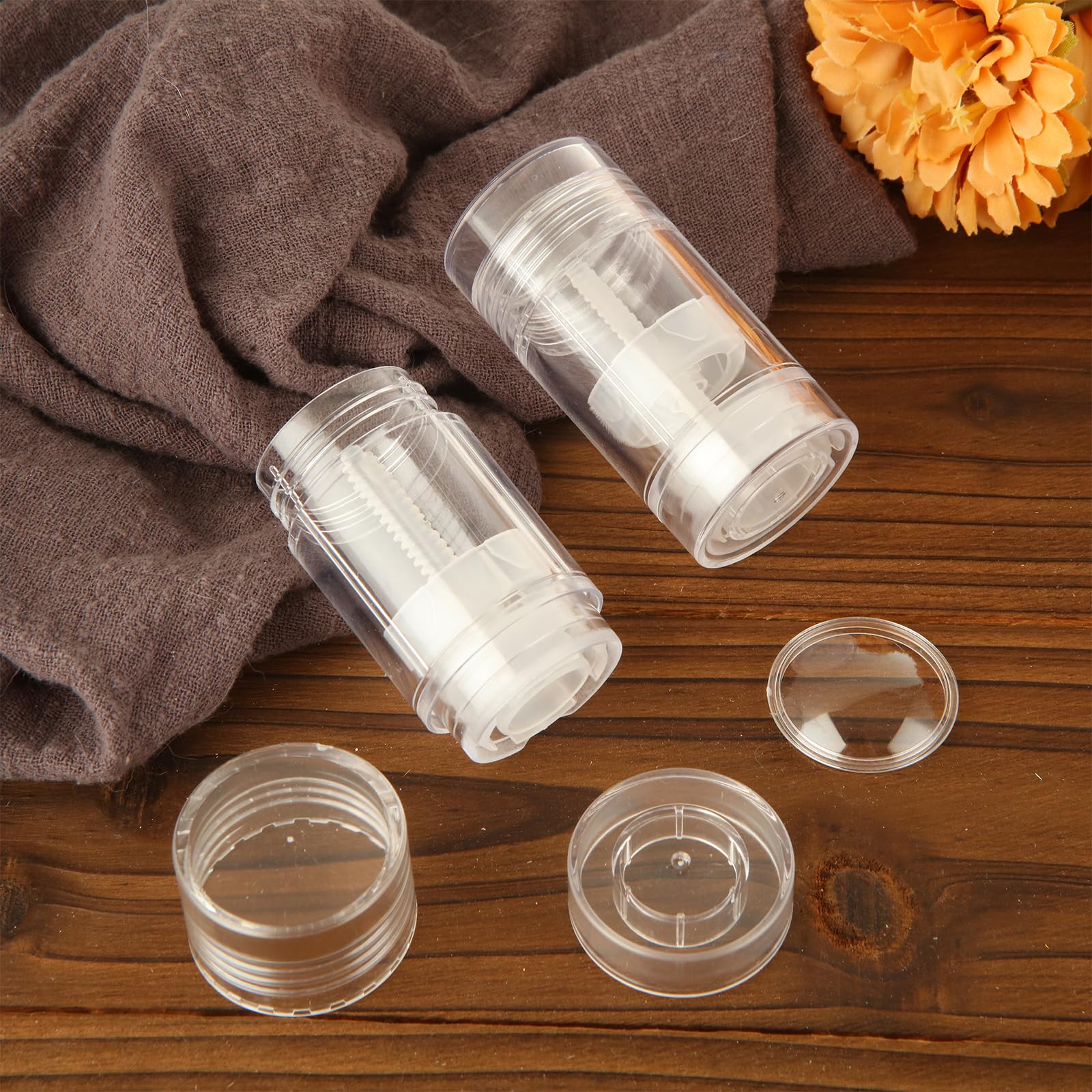 Eatheaty 12 Pcs 30Ml/1Oz Empty Deodorant Containers Refillable Bottom, Clear Twist Up Deodorant Bottles Round Lip Balm Tubes For
