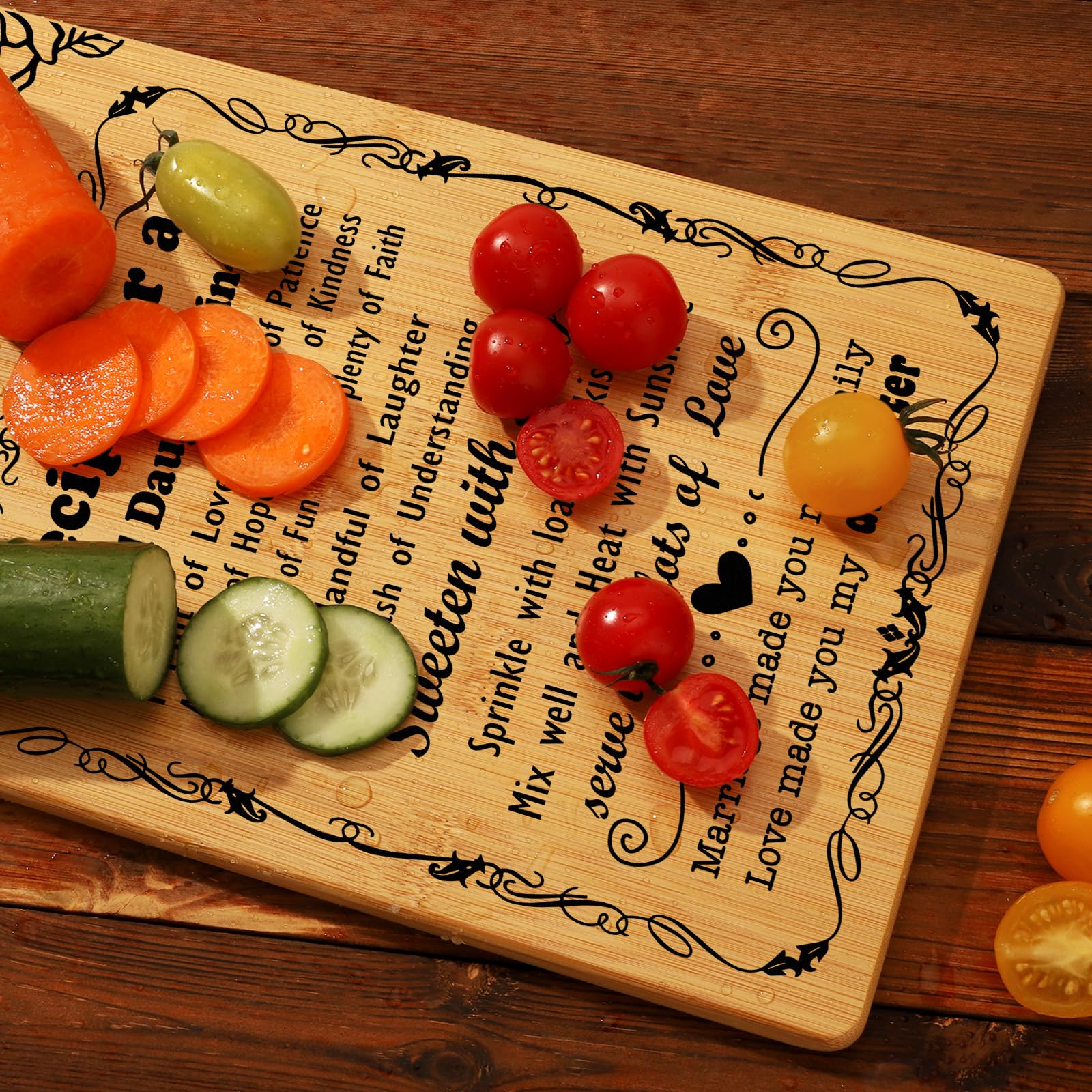 Gifts for Daughter in Law Cutting Board Set,  Recipe for a Daughter-in-Law  Christmas Birthday Gifts for Daughter in Law with En