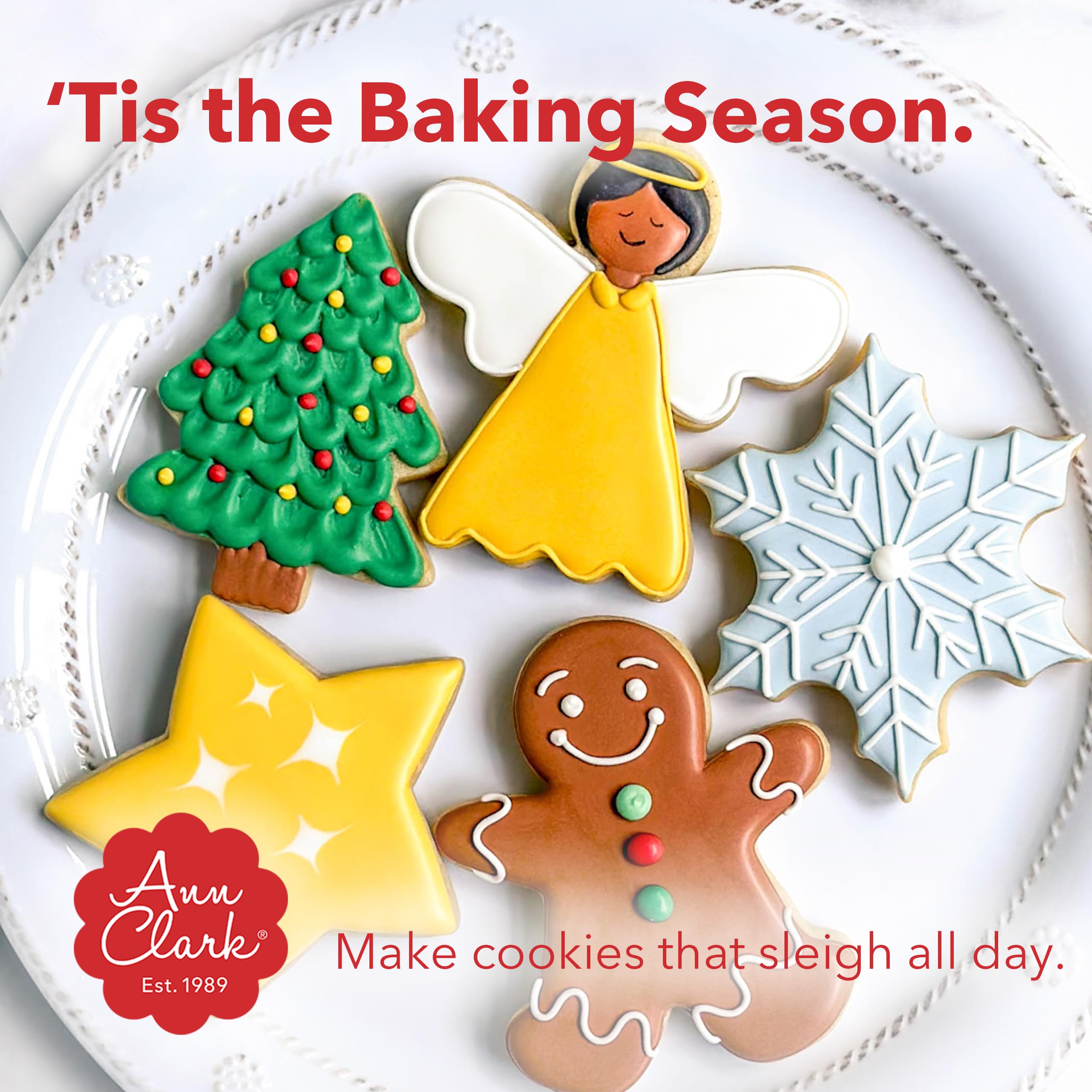 Christmas Cookie Cutters 11-Pc Set Made in USA by Ann Clark, Gingerbread Man, Christmas Tree, Candy Cane, Reindeer and more