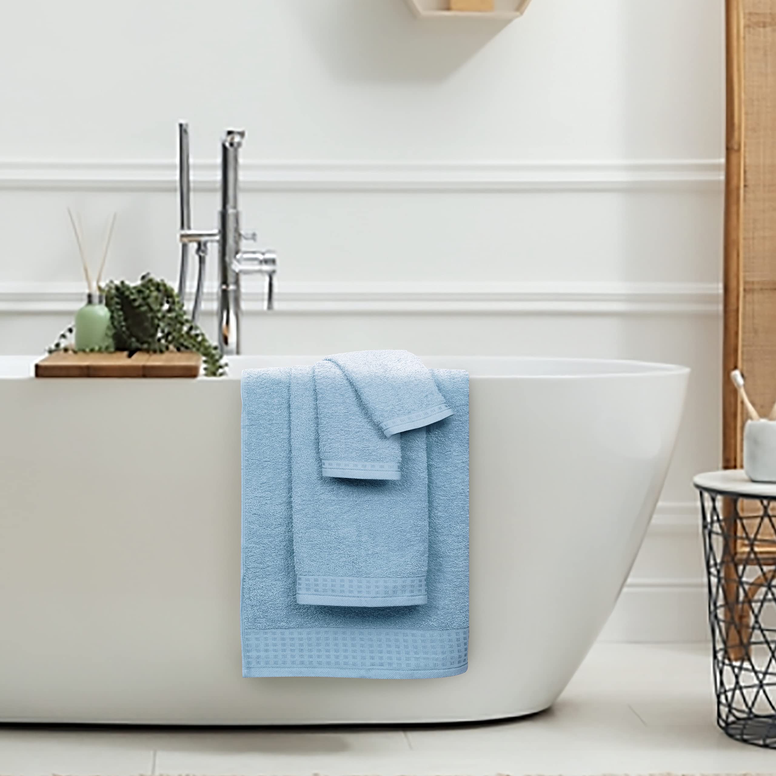 Glamburg 100% Cotton Ultra Soft 6 Pack Towel Set, Contains 2 Bath Towels 28X55 Inches, 2 Hand Towels 16X24 Inches & 2 Wash Coths