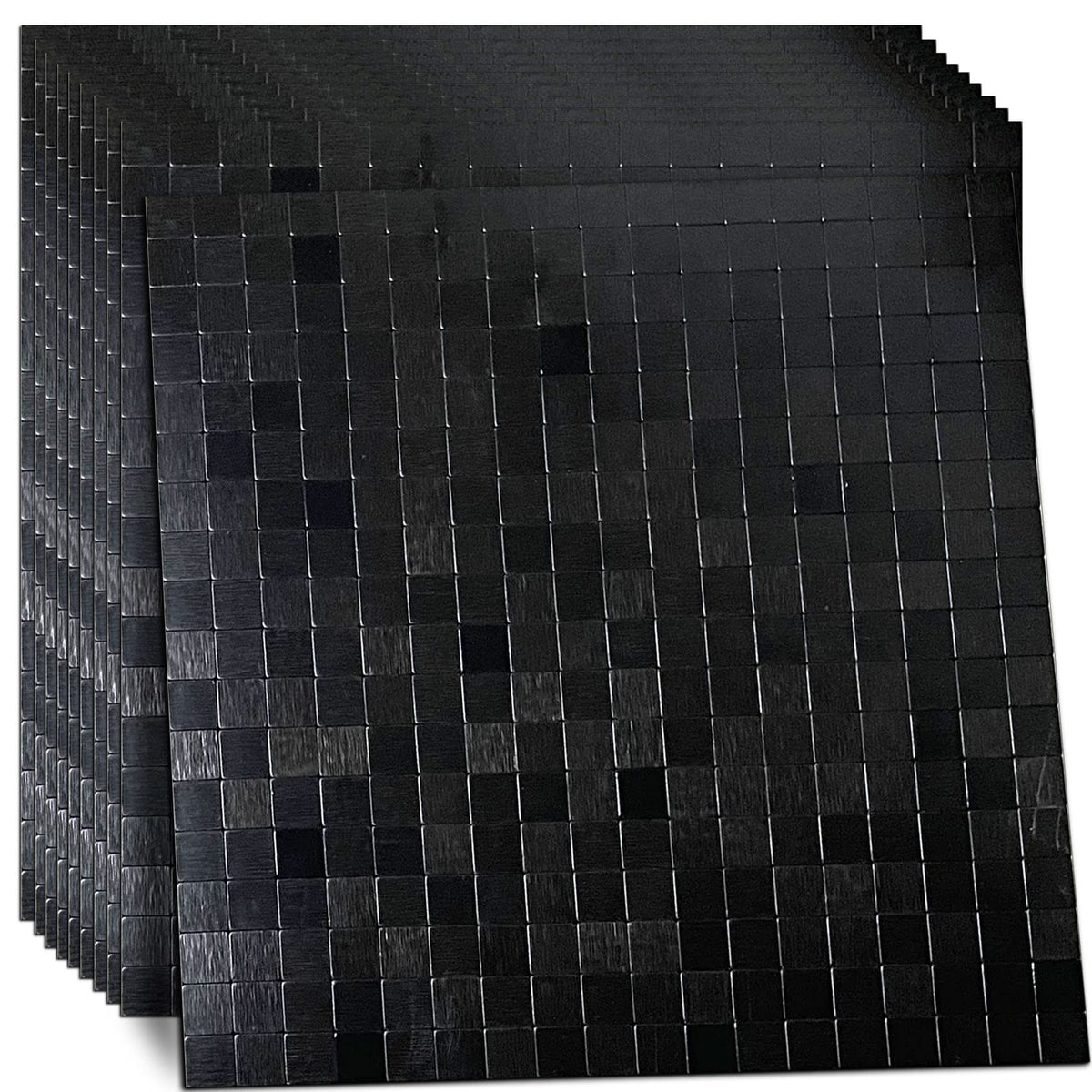 10 Sheets Self-Adhesive Aluminum Mosaic Peel And Stick Metal Tiles 3D Wall Sticker Panel Backsplash For Kitchen & Bathroom (12''