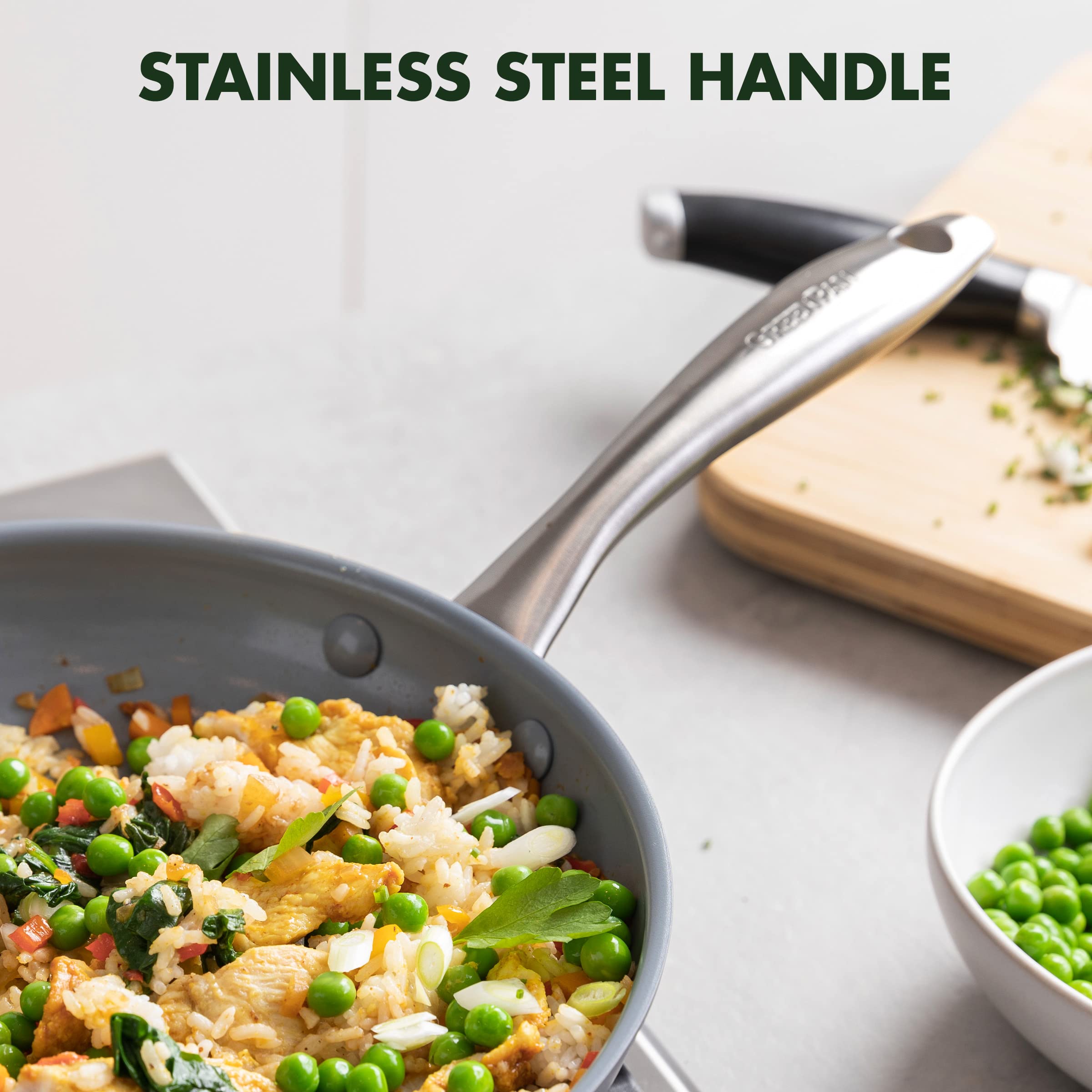 Greenpan Lima Hard Anodized Healthy Ceramic Nonstick 12'' Frying Pan Skillet With Lid, Pfas-Free, Oven Safe, Gray