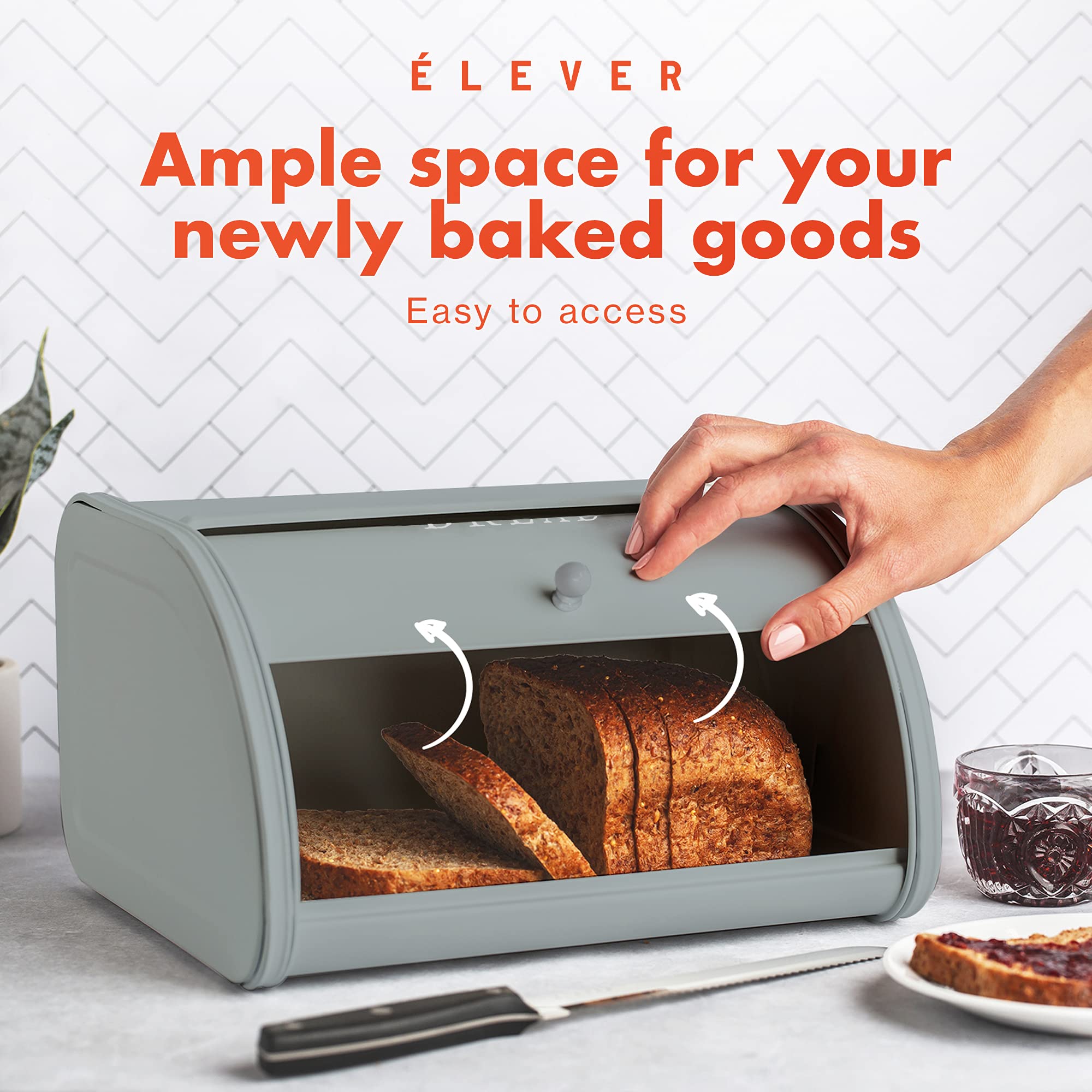 Bread Box For Kitchen Countertop, Bread Container Metal Bread Saver, Bread Storage Container Bread Bin, Bread Keeper Kitchen Far