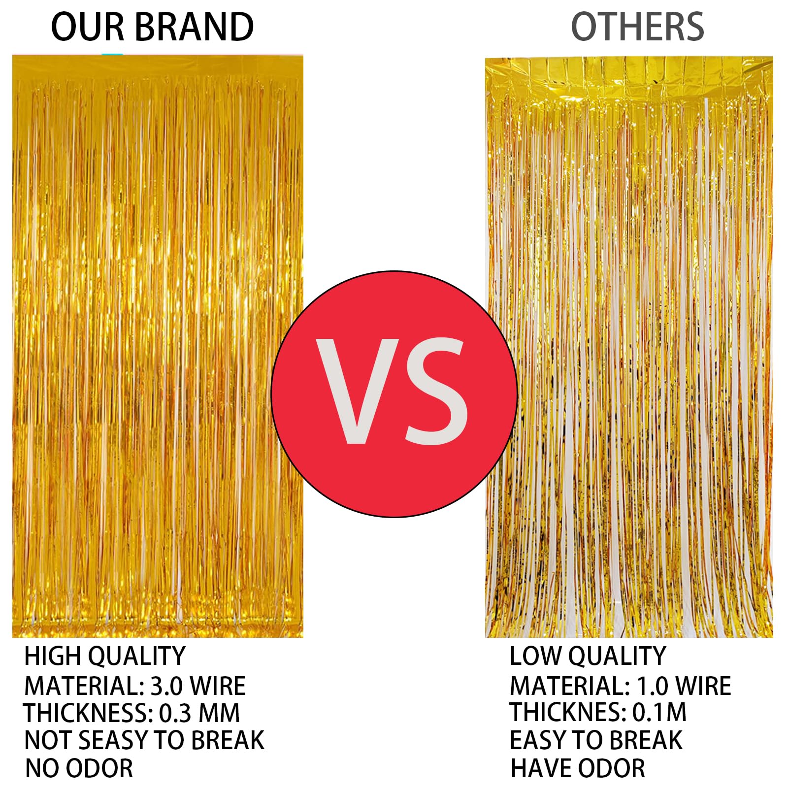 2 Pack 3.3 * 8.3 Ft Foil Curtain Metallic Tinsel Fringe Curtains Photo Booth Props Backdrop For Birthday Wedding Engagement Baby