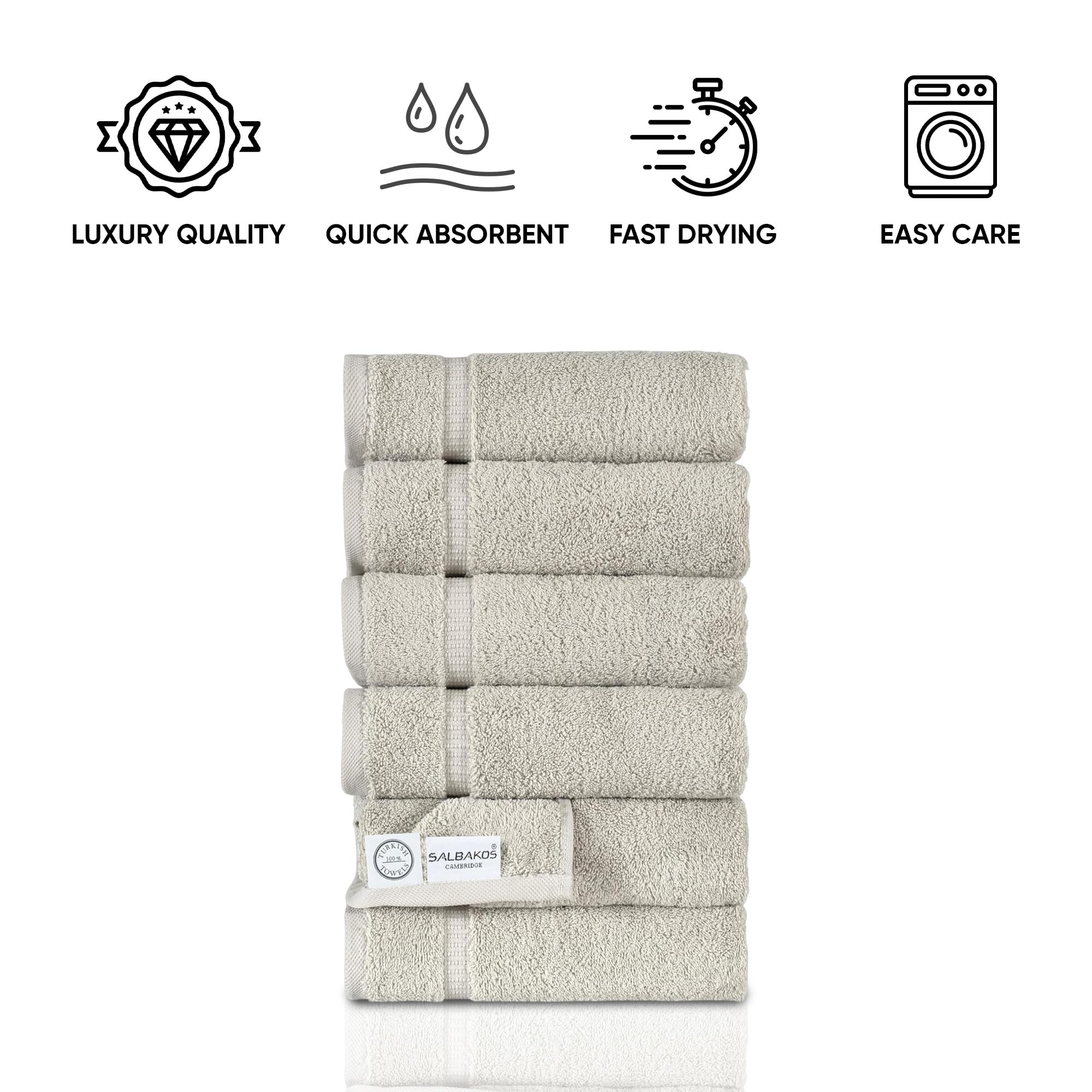 Salbakos - Premium 6 Piece Hand Towels Set, 100% Turkish Cotton, Quick Dry & Comfy Towels For Hotel & Spa, Highly Absorbent | 16