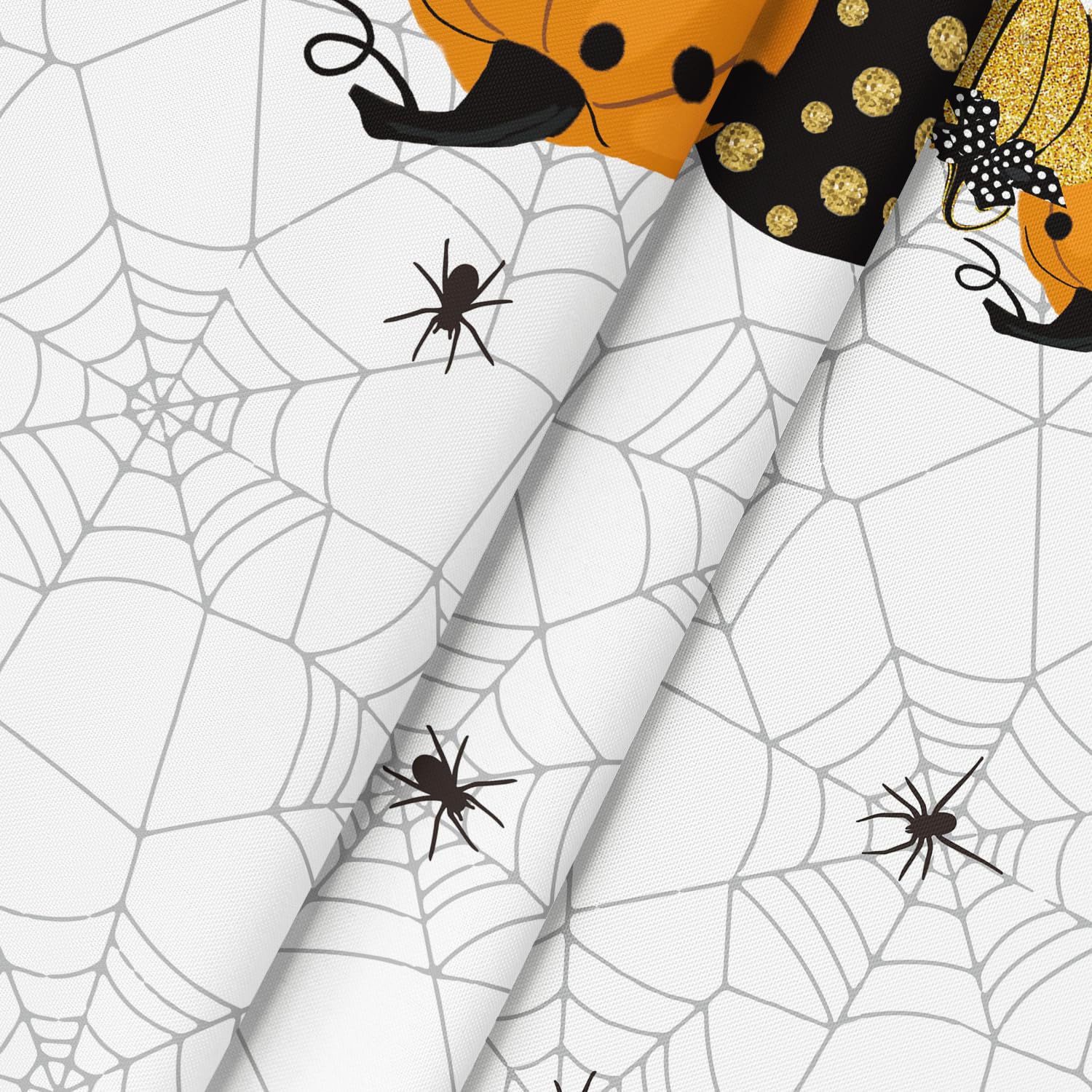 Horaldaily Halloween Tablecloth 70X70 Inch Round, Jack-O-Lantern Pumpkin Cobweb Scary Themed Washable Table Cover For Party Picn