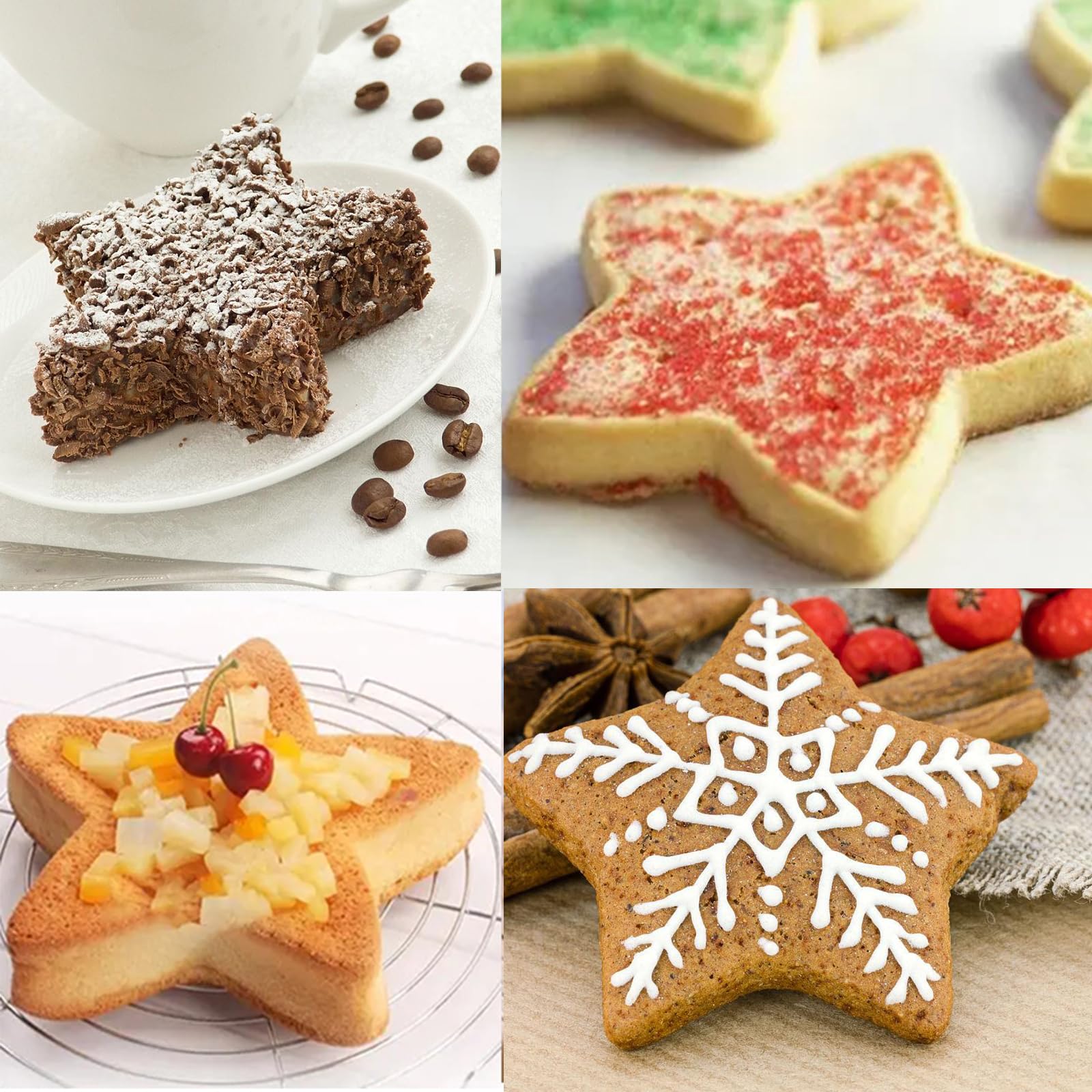 Sadyfon 8 Inch Star Shaped Cake Pan Five-Pointed Shaped Aluminum Nonstick Cake Decorating Mould Birthday Anniversary Wedding Par